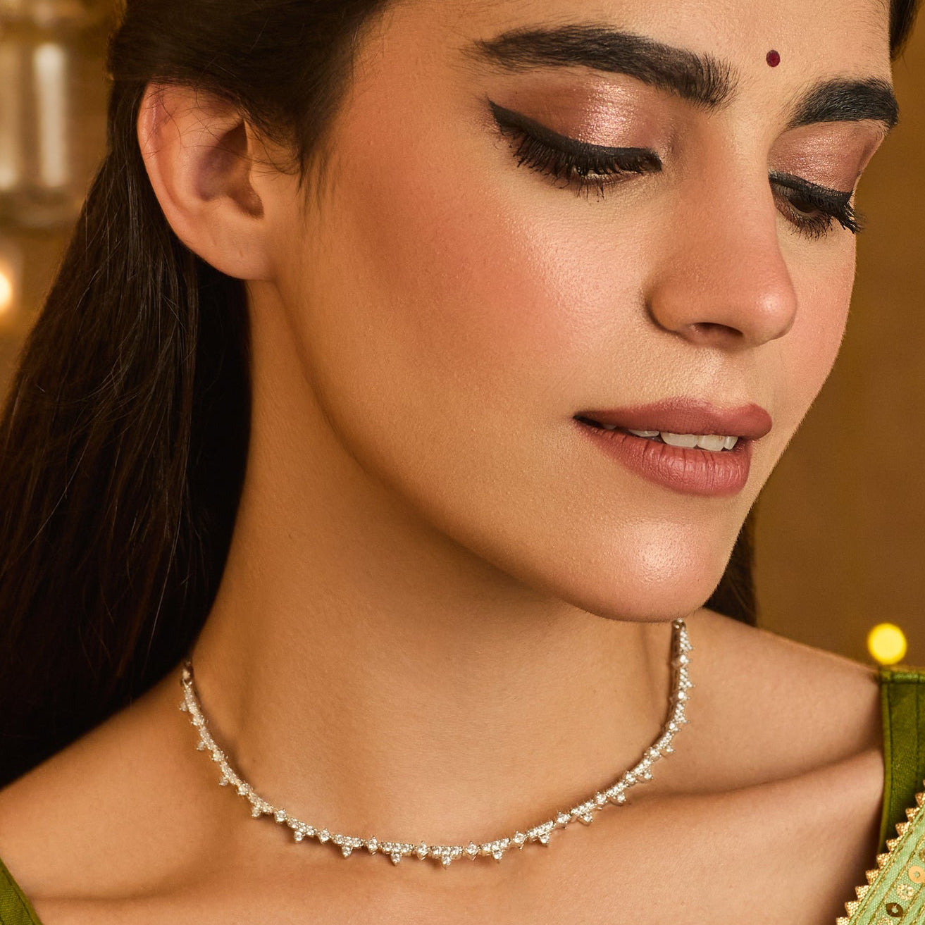 Radiant Bloom CZ Silver Necklace