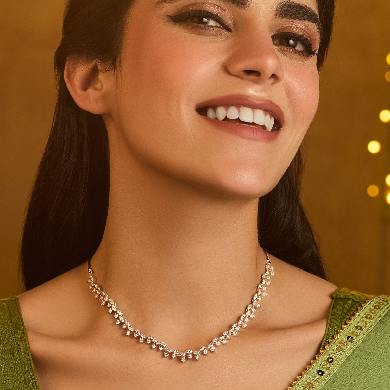 Ethereal Glow CZ Silver Necklace