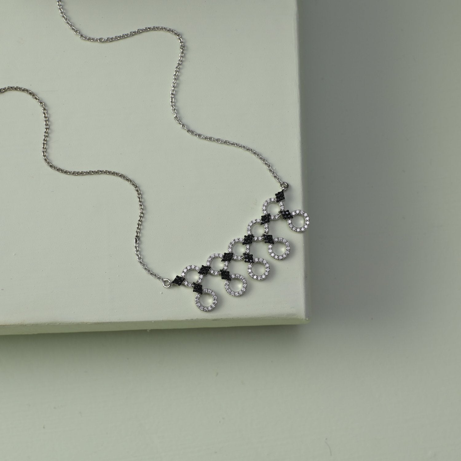 Monochrome Play Delicate CZ Silver Necklace