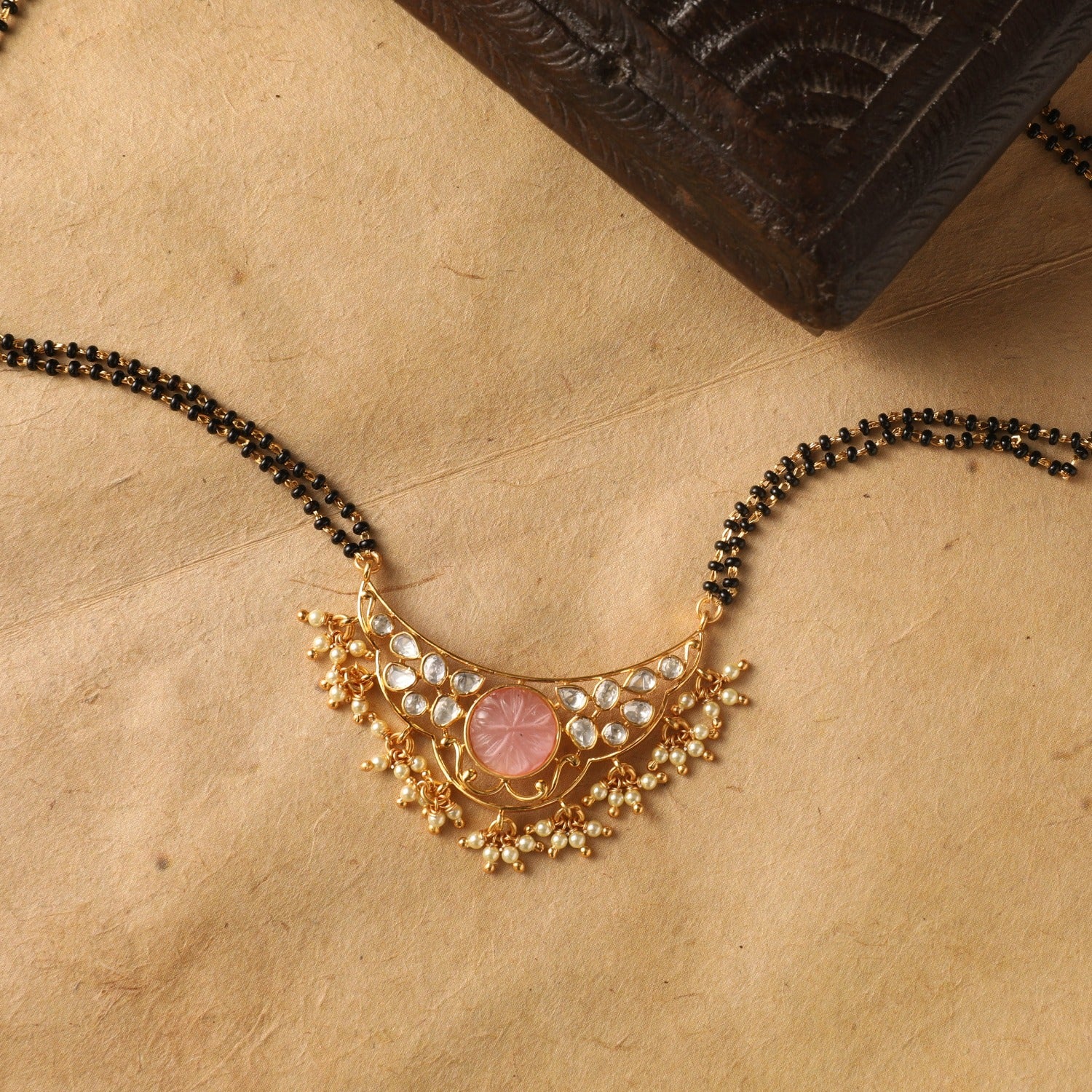 Brilliance Carved MOISSANITE SILVER MANGALSUTRA NECKLACE