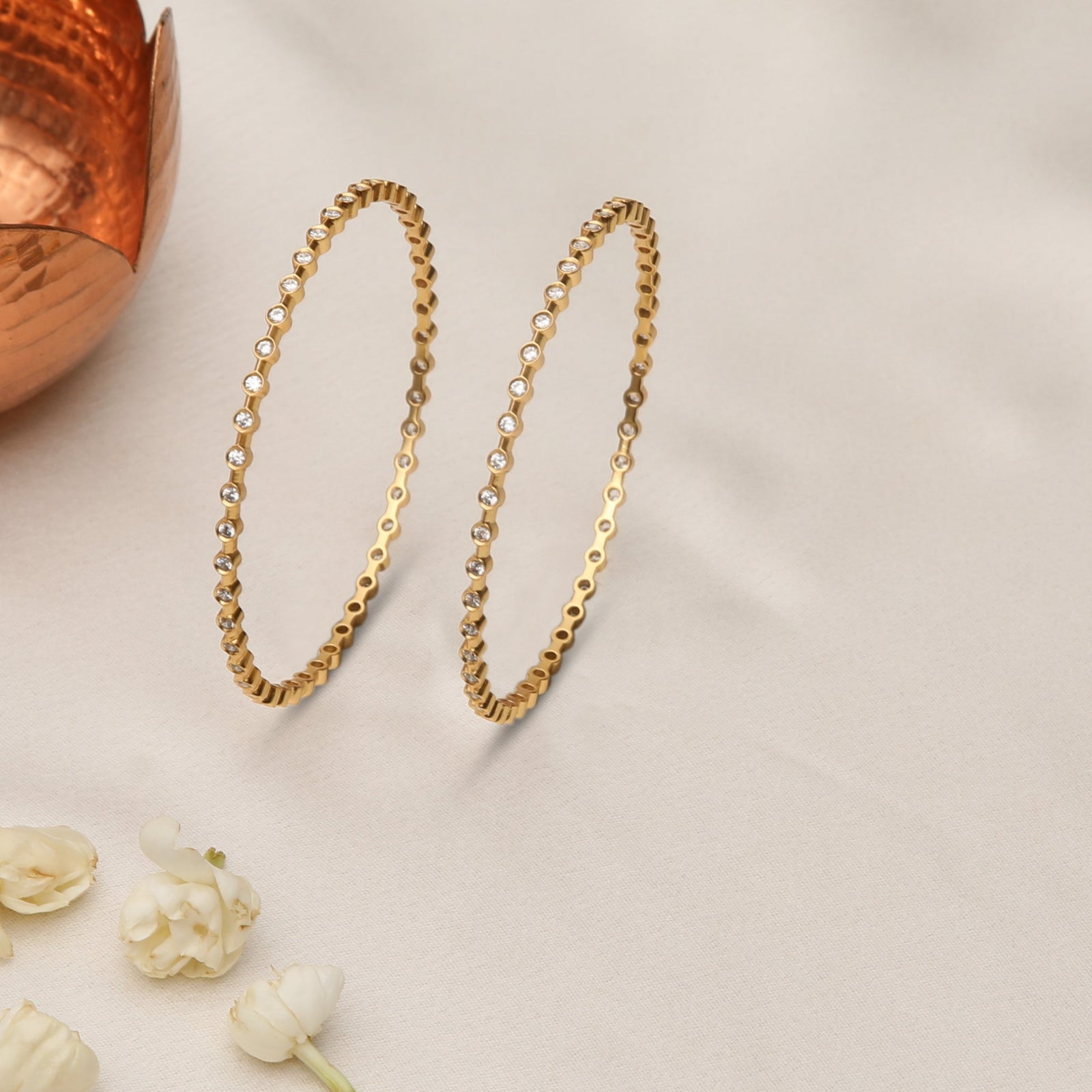 Ishya Sparkling CZ Silver Bangles