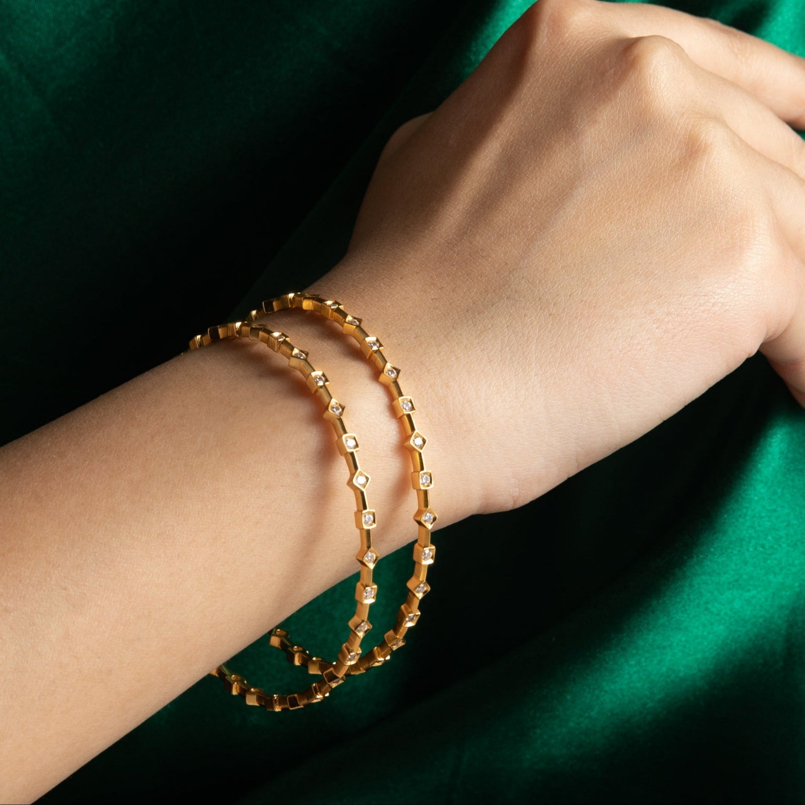 Anaya CZ Silver Bangles