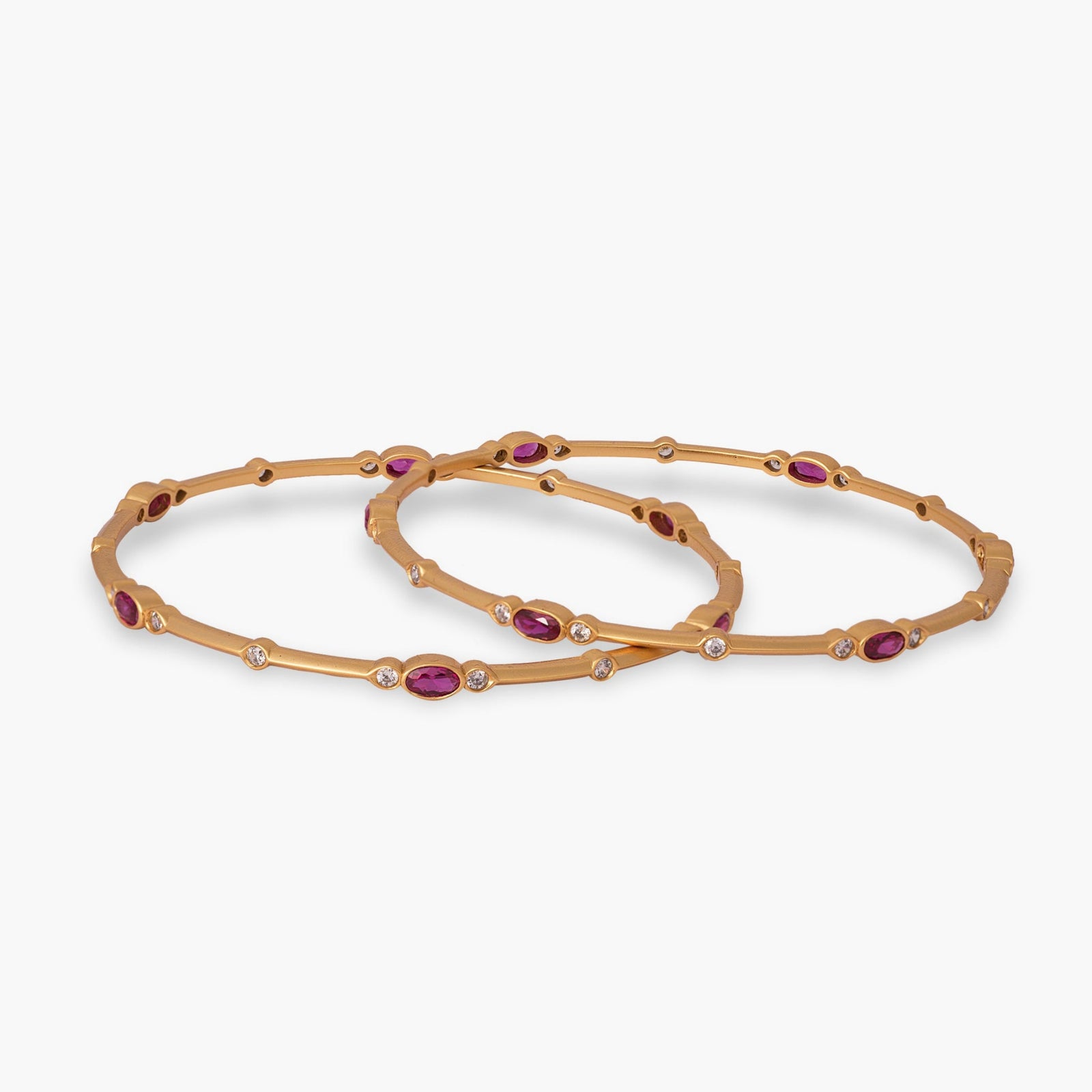 Nyra Modern Red CZ Silver Bangles