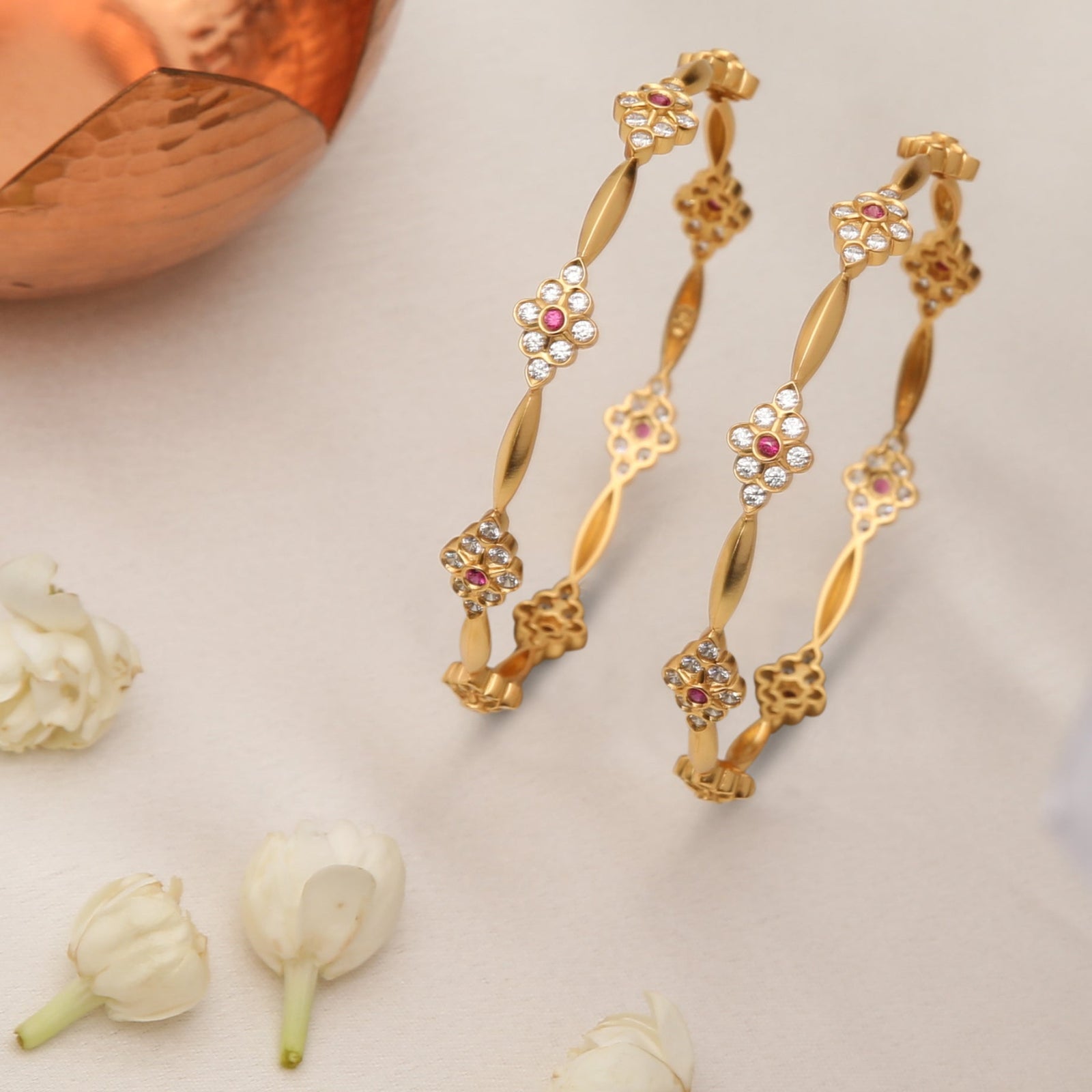 Shravya CZ Silver Bangles