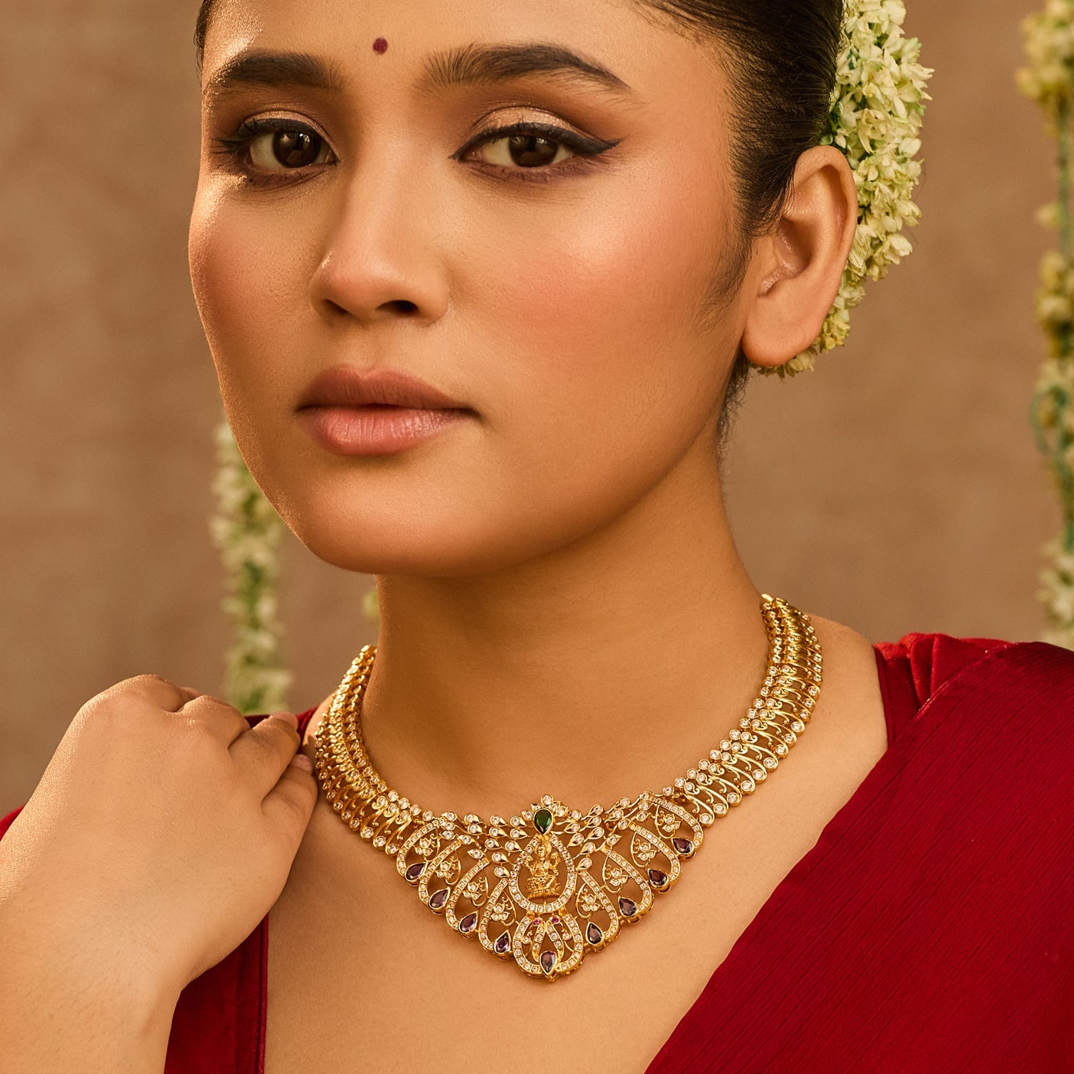 Samira Lakshmi CZ Silver Necklace