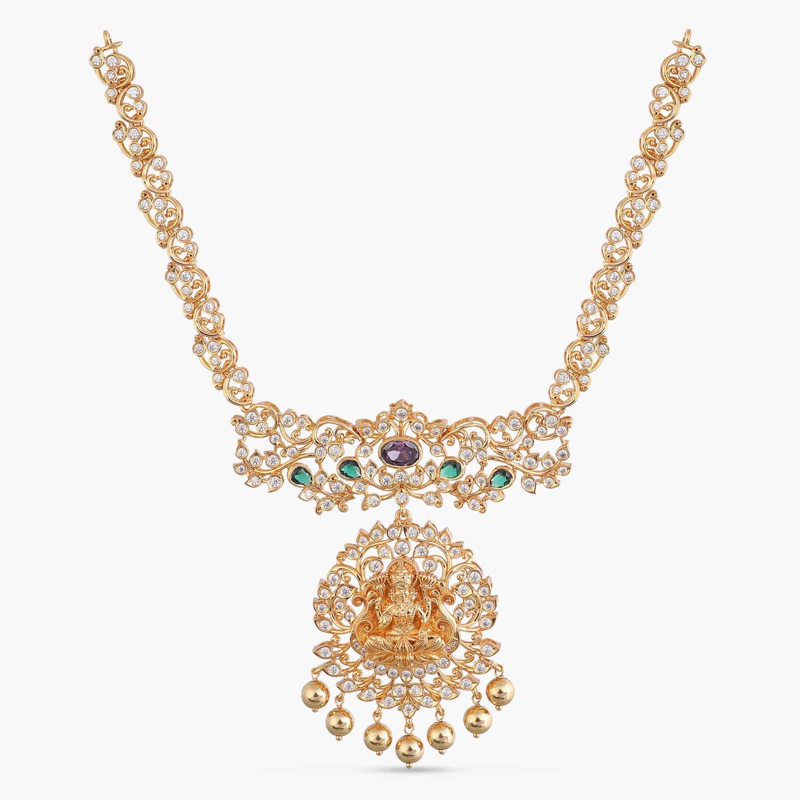 Hartalika Lakshmi CZ Silver Necklace