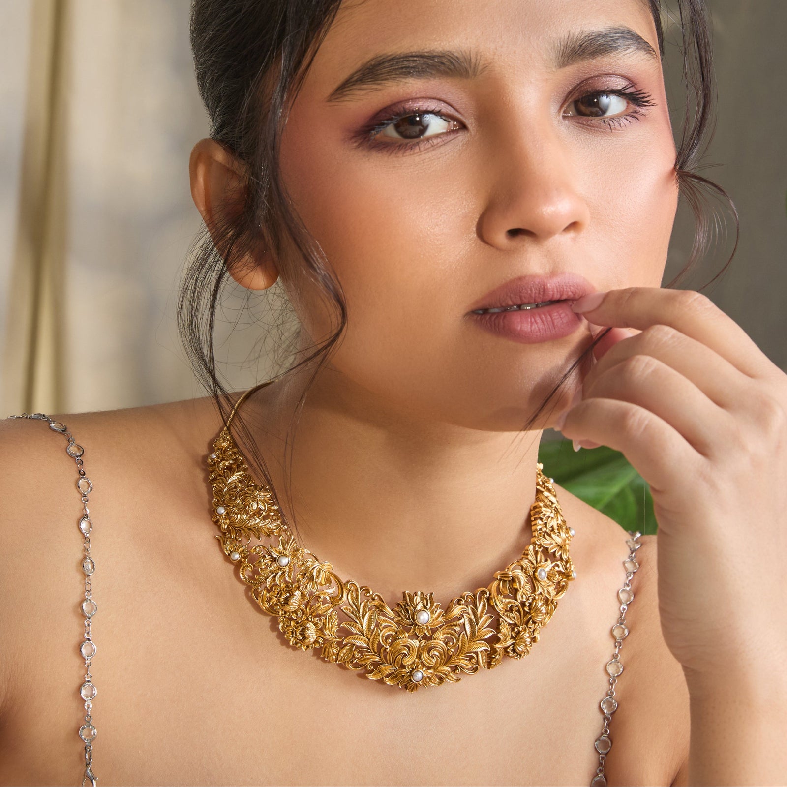 Mallika Antique Silver Necklace