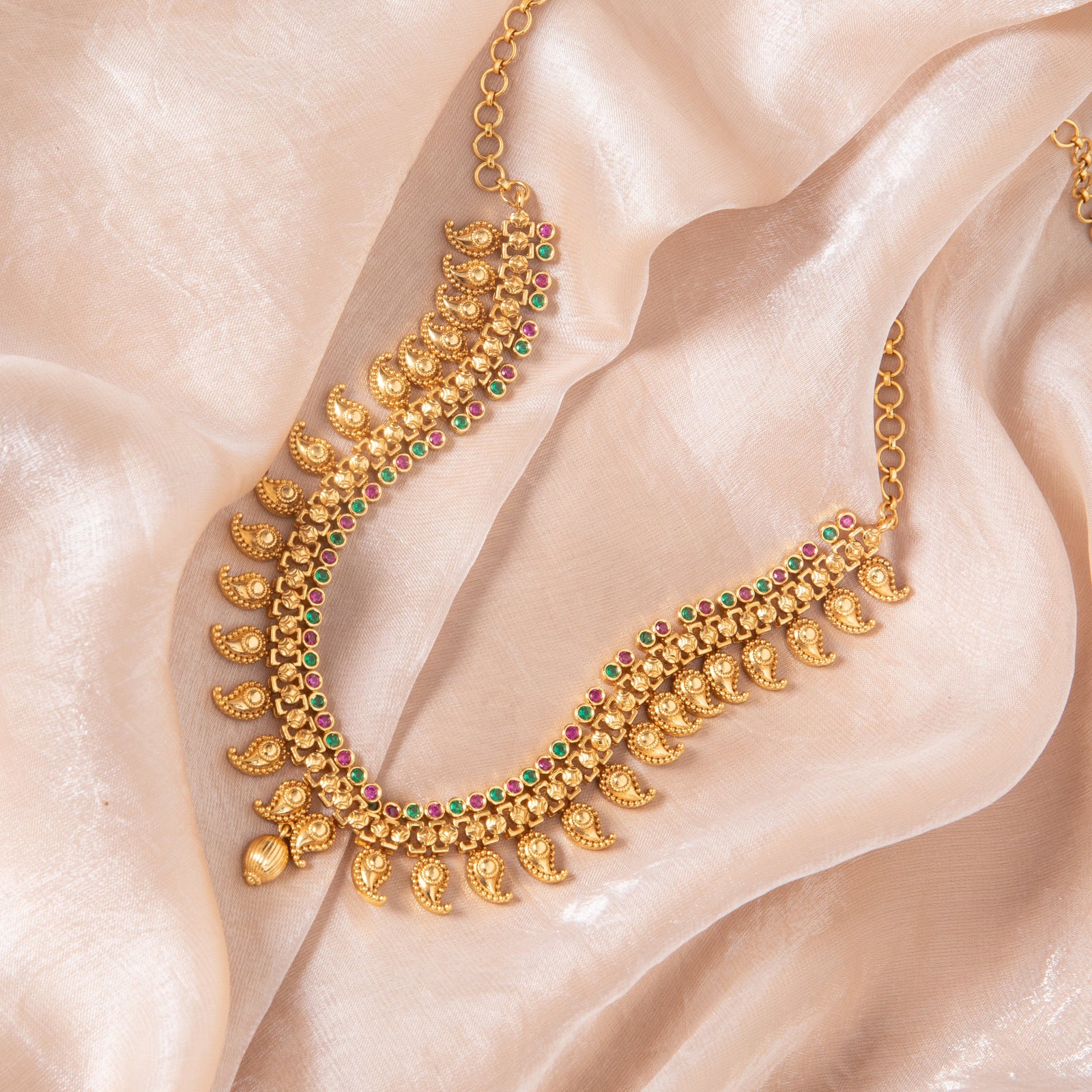 Manohara Kempu Antique Silver Necklace