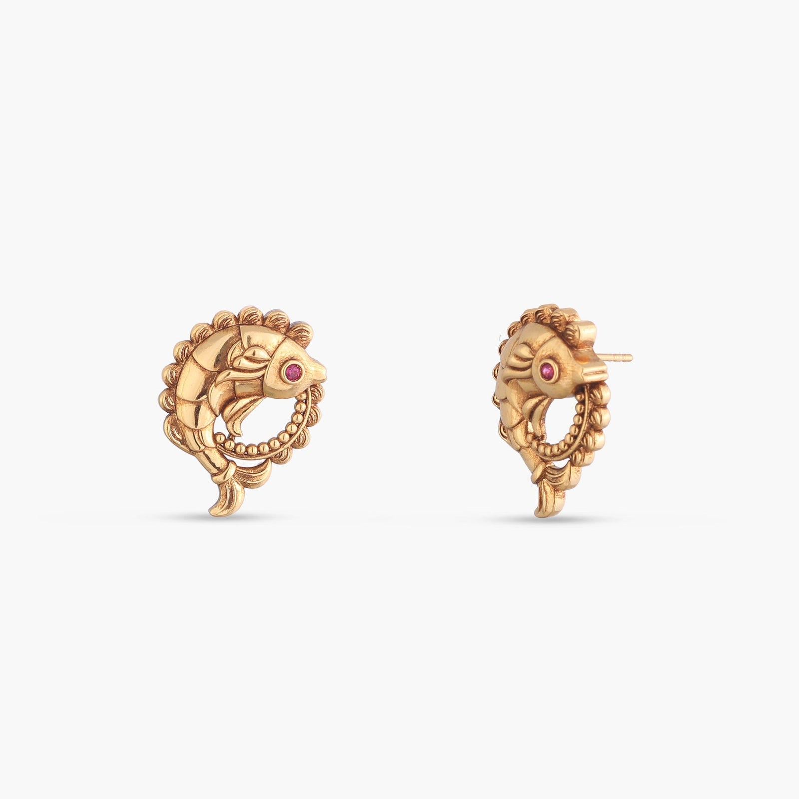 Snigdha Matsya Antique Silver Stud Earrings