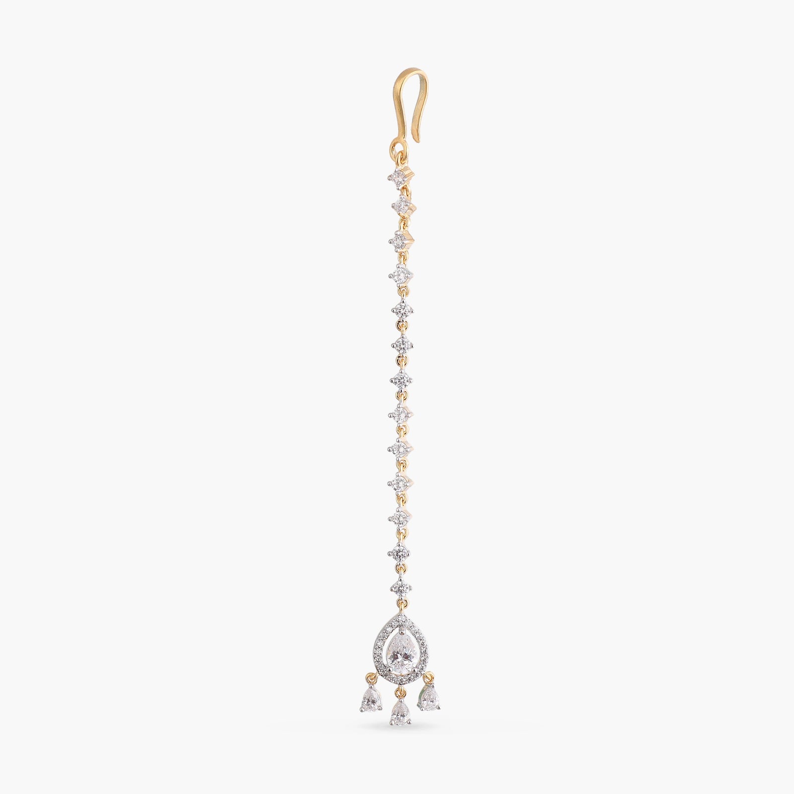 Svara CZ Drop Silver Maang Tikka