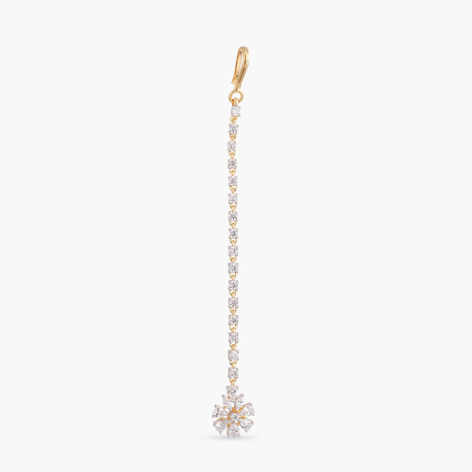 Nivara Floral CZ Silver Maang Tikka