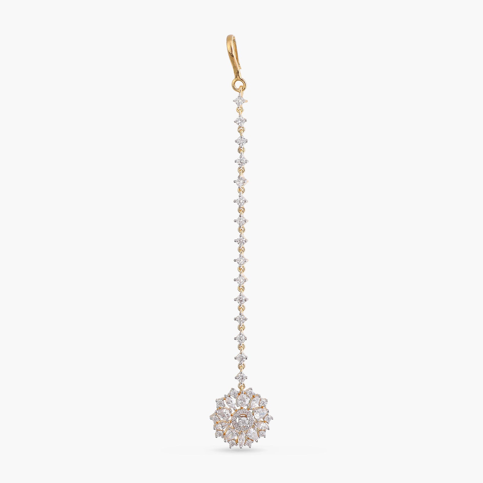 Elina Flora Motif CZ Silver Maang Tikka