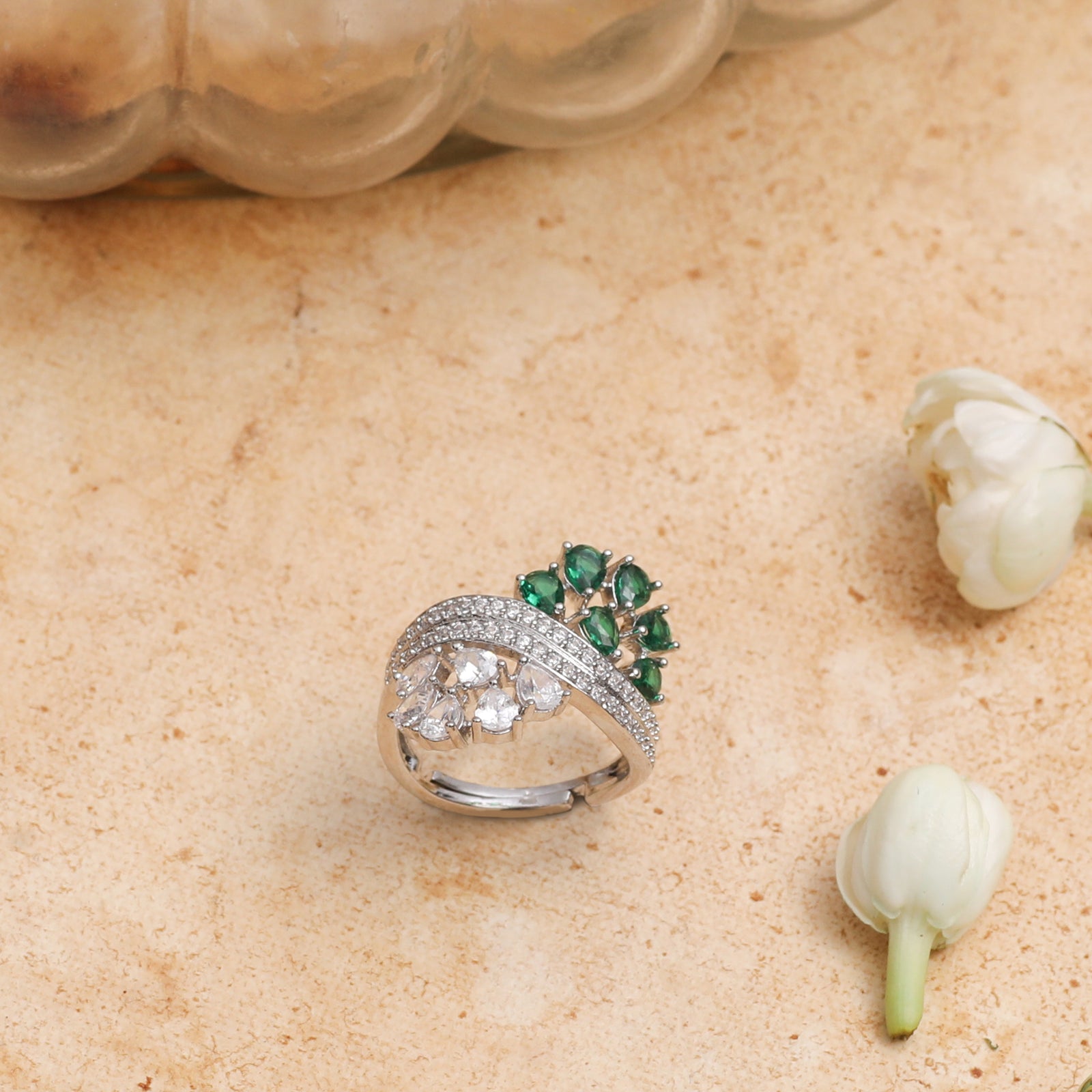 Kiara CZ Cocktail Silver Ring