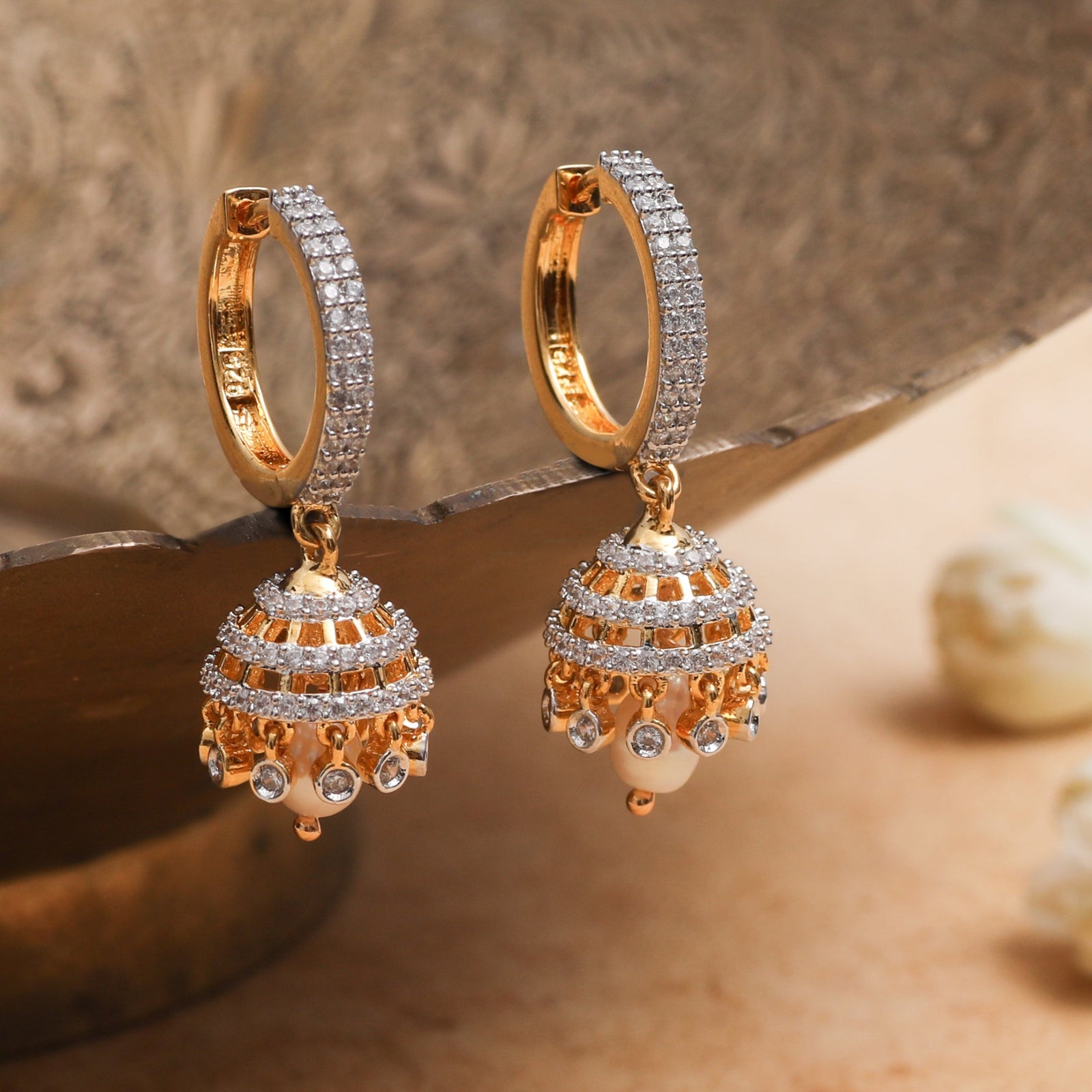Antara CZ Silver Jhumkas