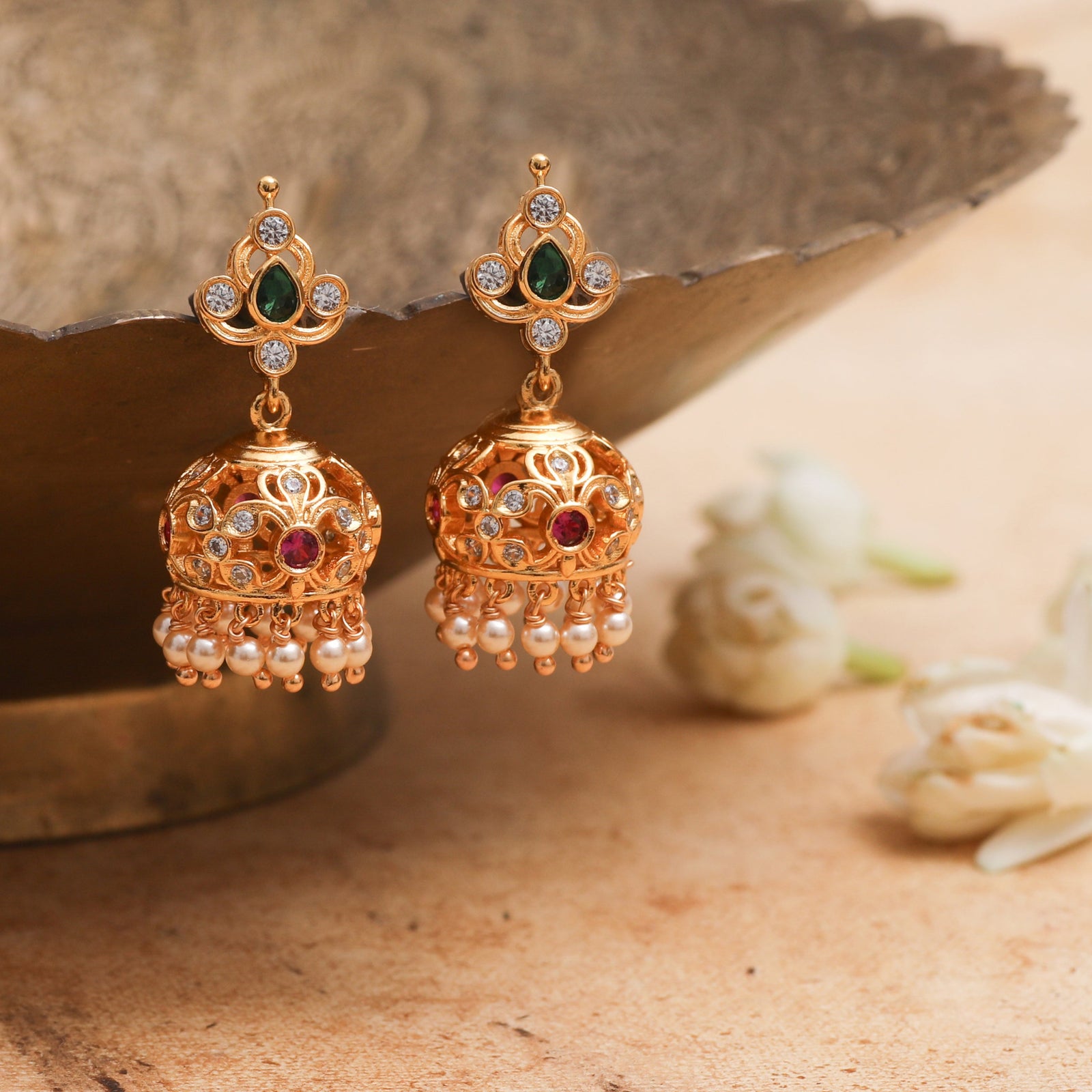 Tanira CZ Silver Jhumka Earrings