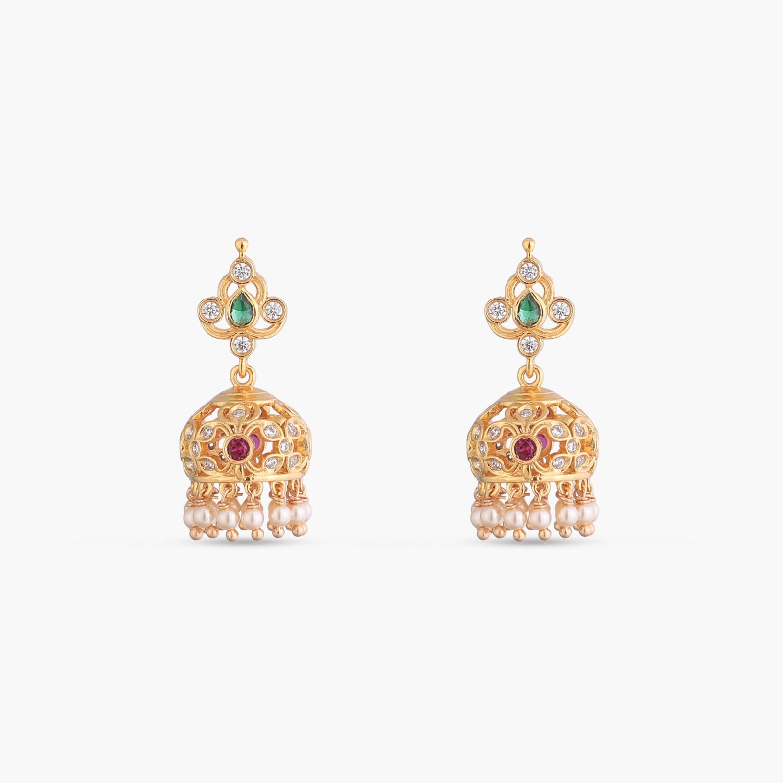 Tanira CZ Silver Jhumka Earrings