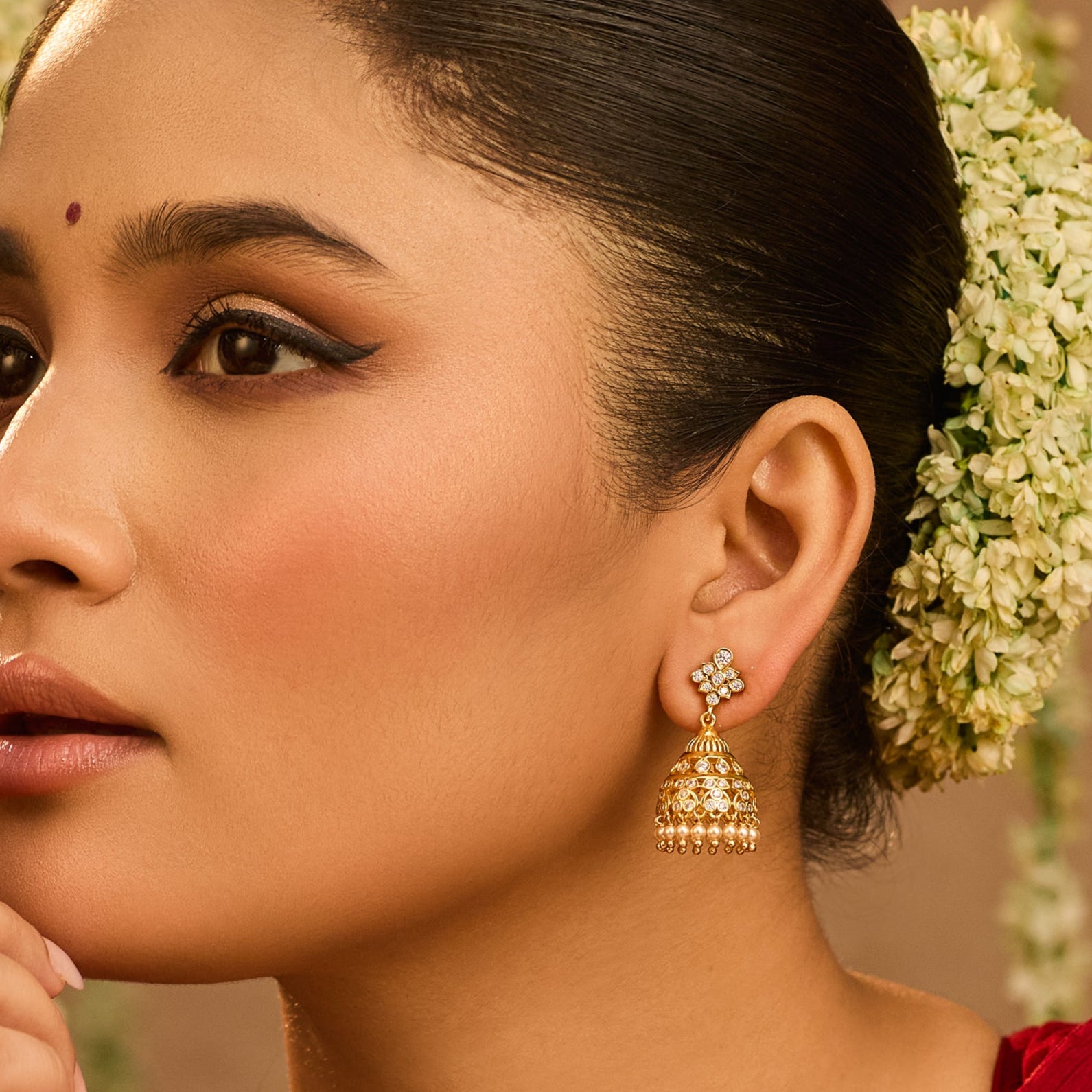 Veyna CZ Silver Jhumka Earrings