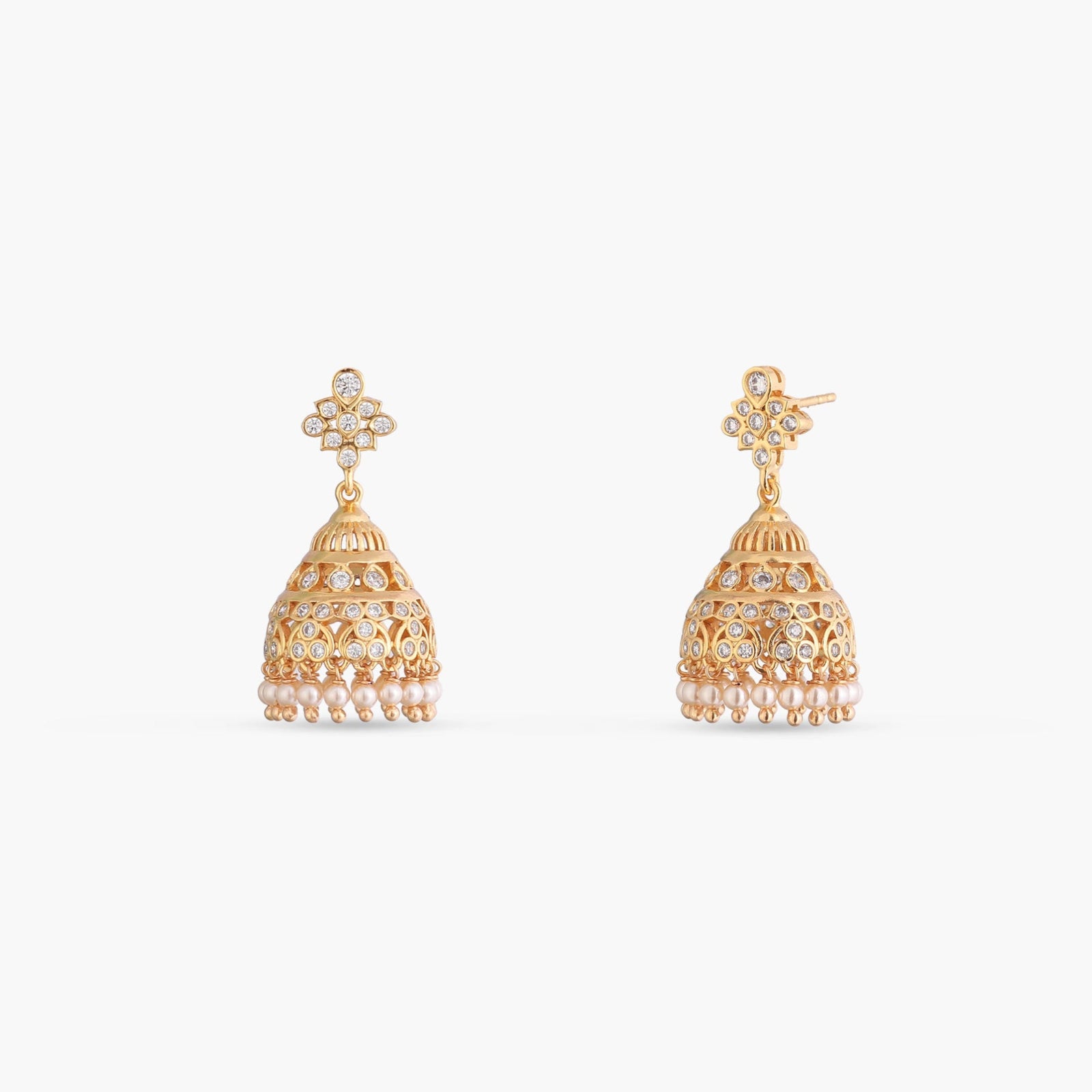 Veyna CZ Silver Jhumka Earrings