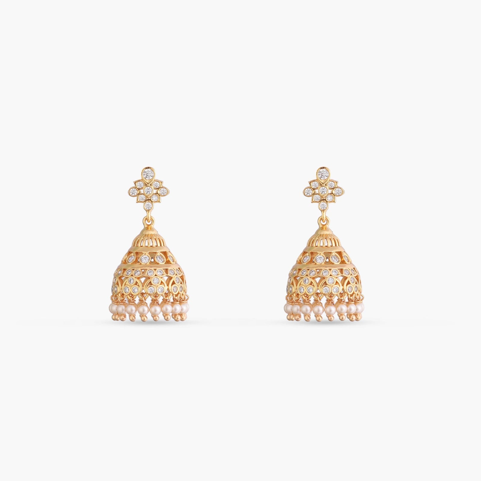Veyna CZ Silver Jhumka Earrings