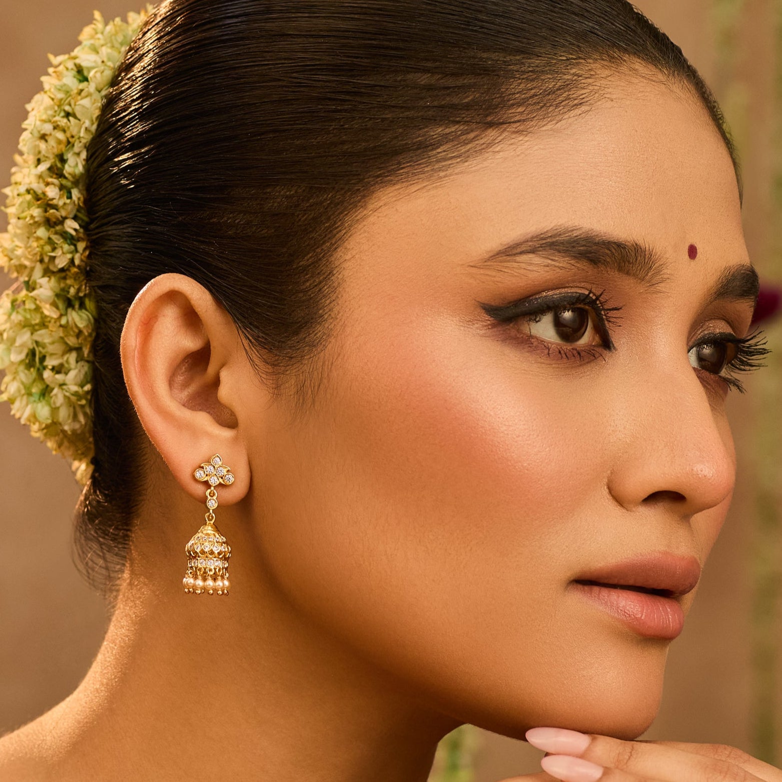 Ovika CZ Silver Jhumka Earrings