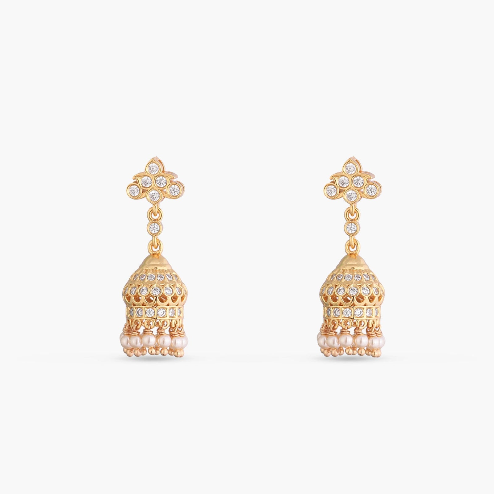 Ovika CZ Silver Jhumka Earrings