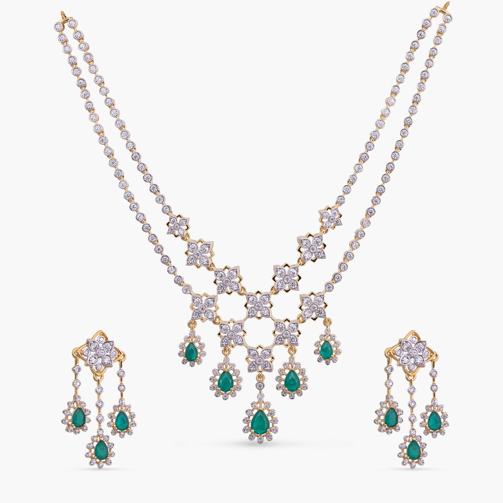 Tara CZ Silver Necklace Set