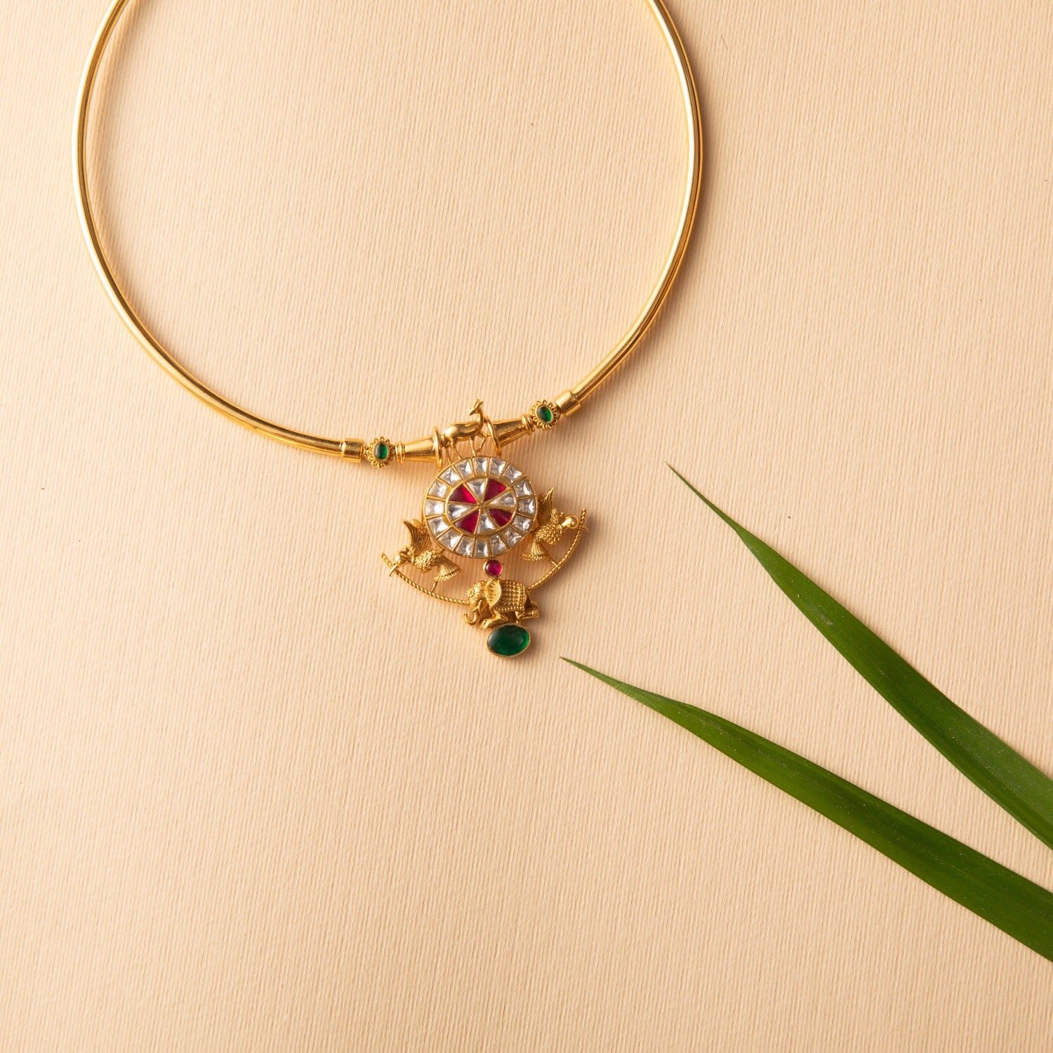 Indian Fables Antique Gold Finish Silver Necklace