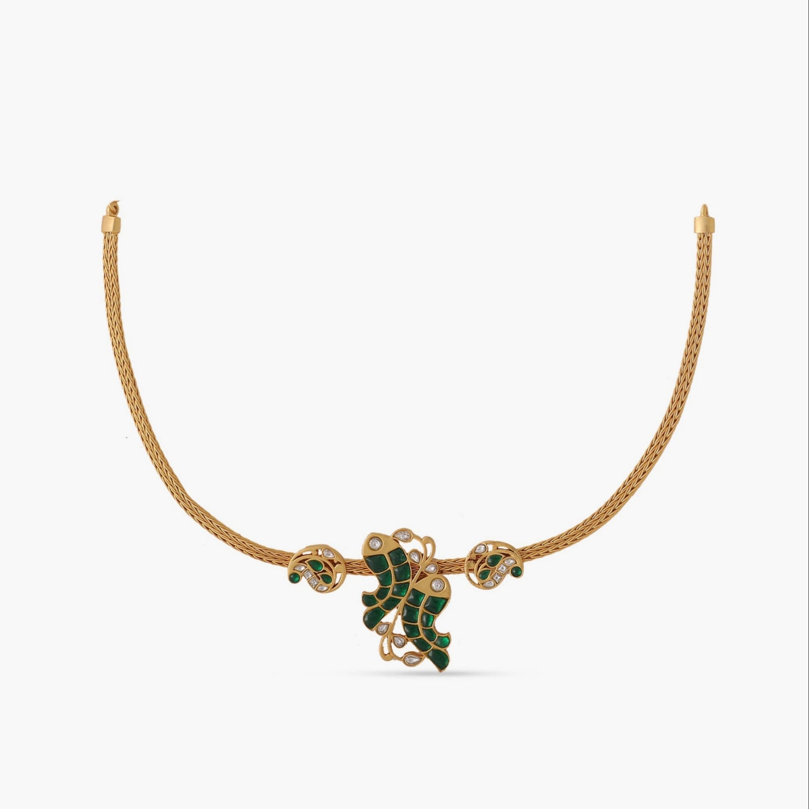 Meena Jadau Silver Hasli Necklace