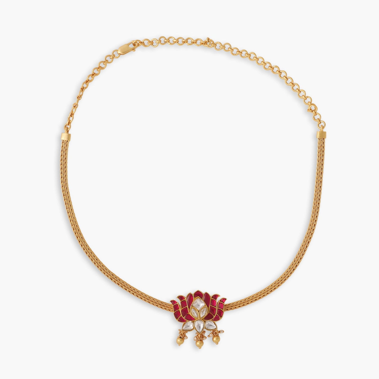 Kamala Kempu Jadau Silver Hasli Necklace