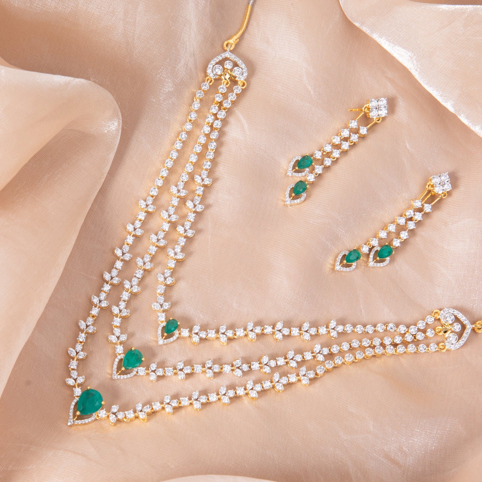 Ayla CZ Silver Necklace Set