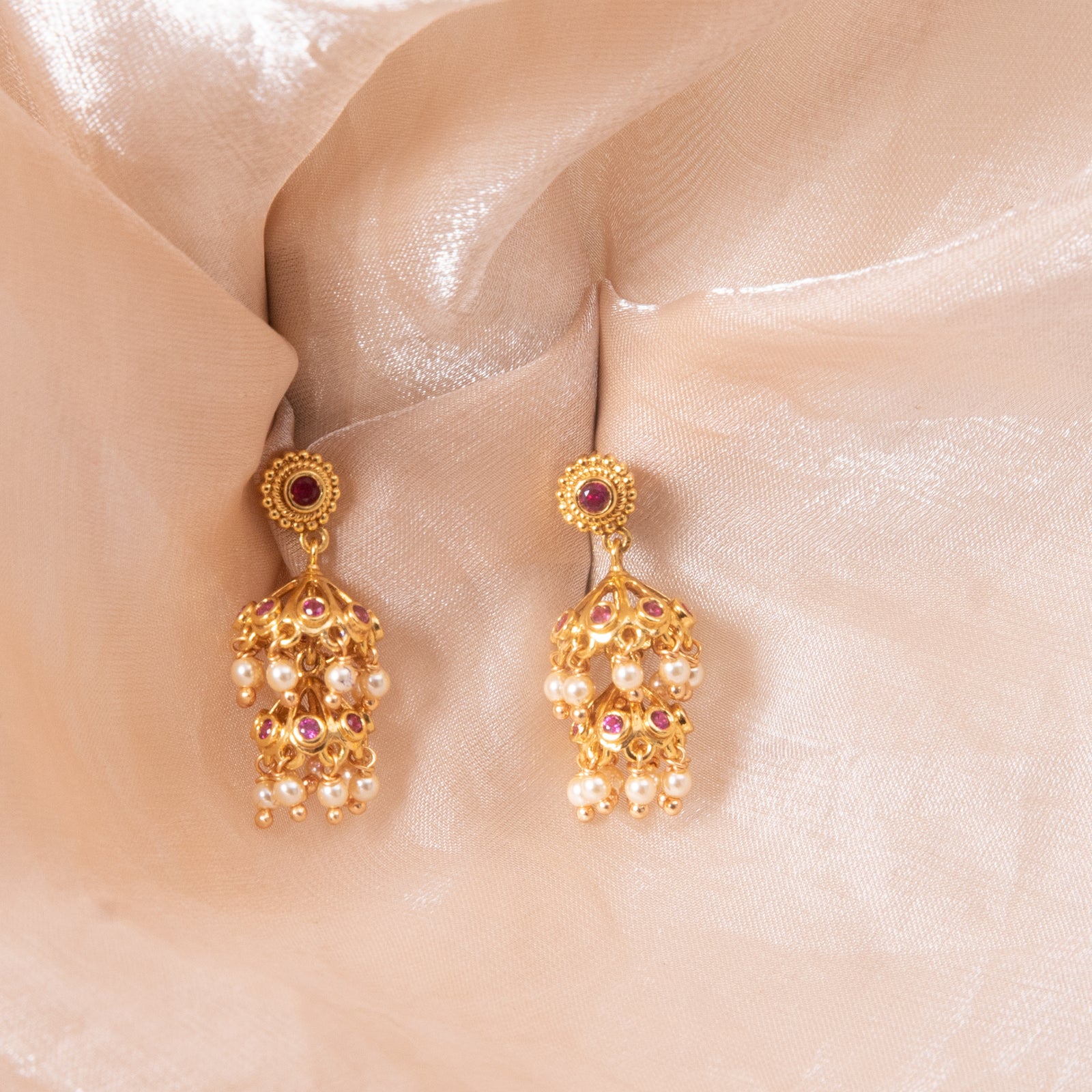 Madhavi Antique Silver Jhumka Earrings