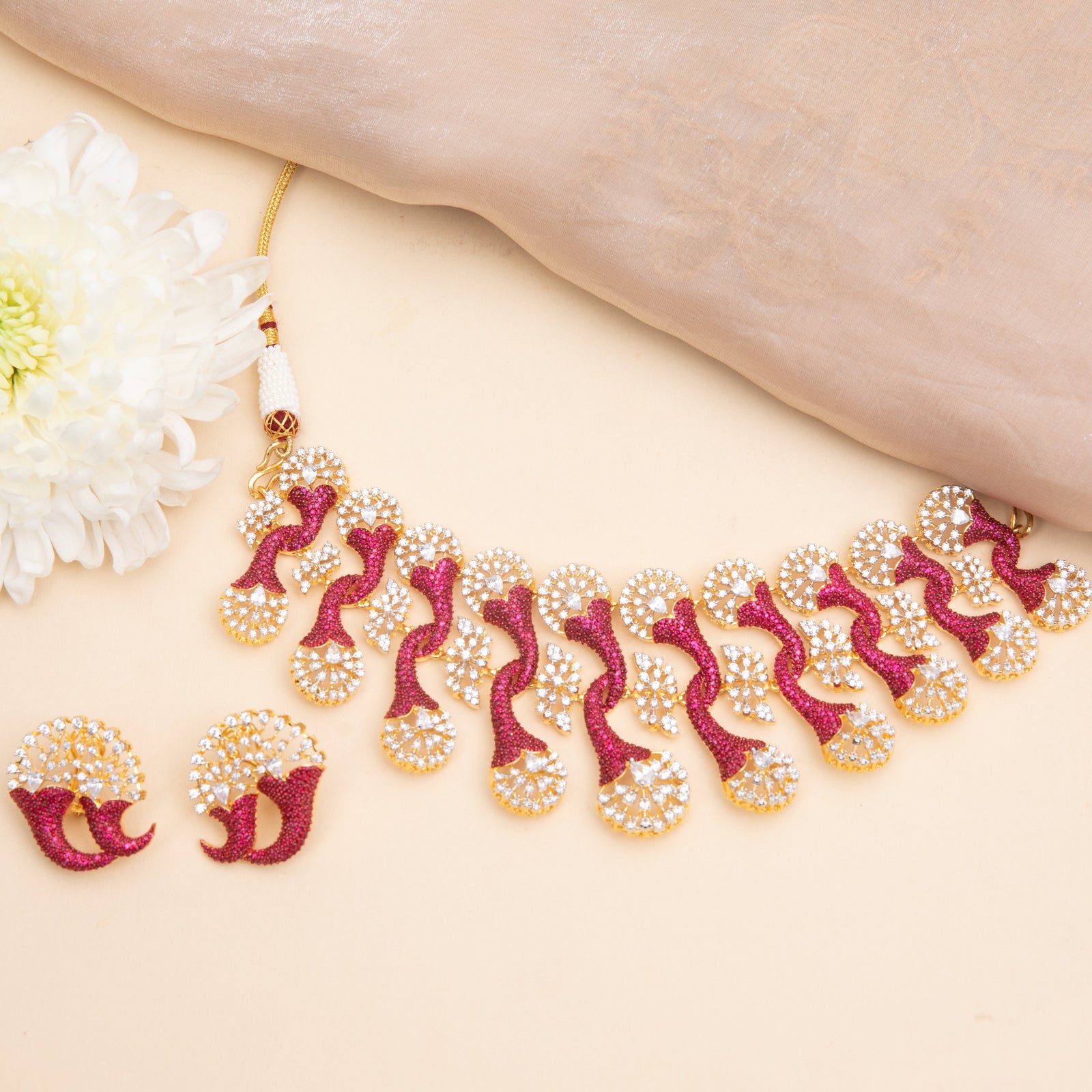 Naia CZ Silver Choker Set