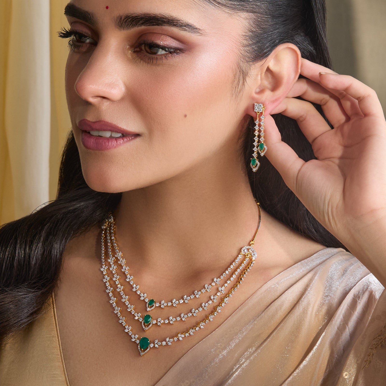 Ayla CZ Silver Necklace Set