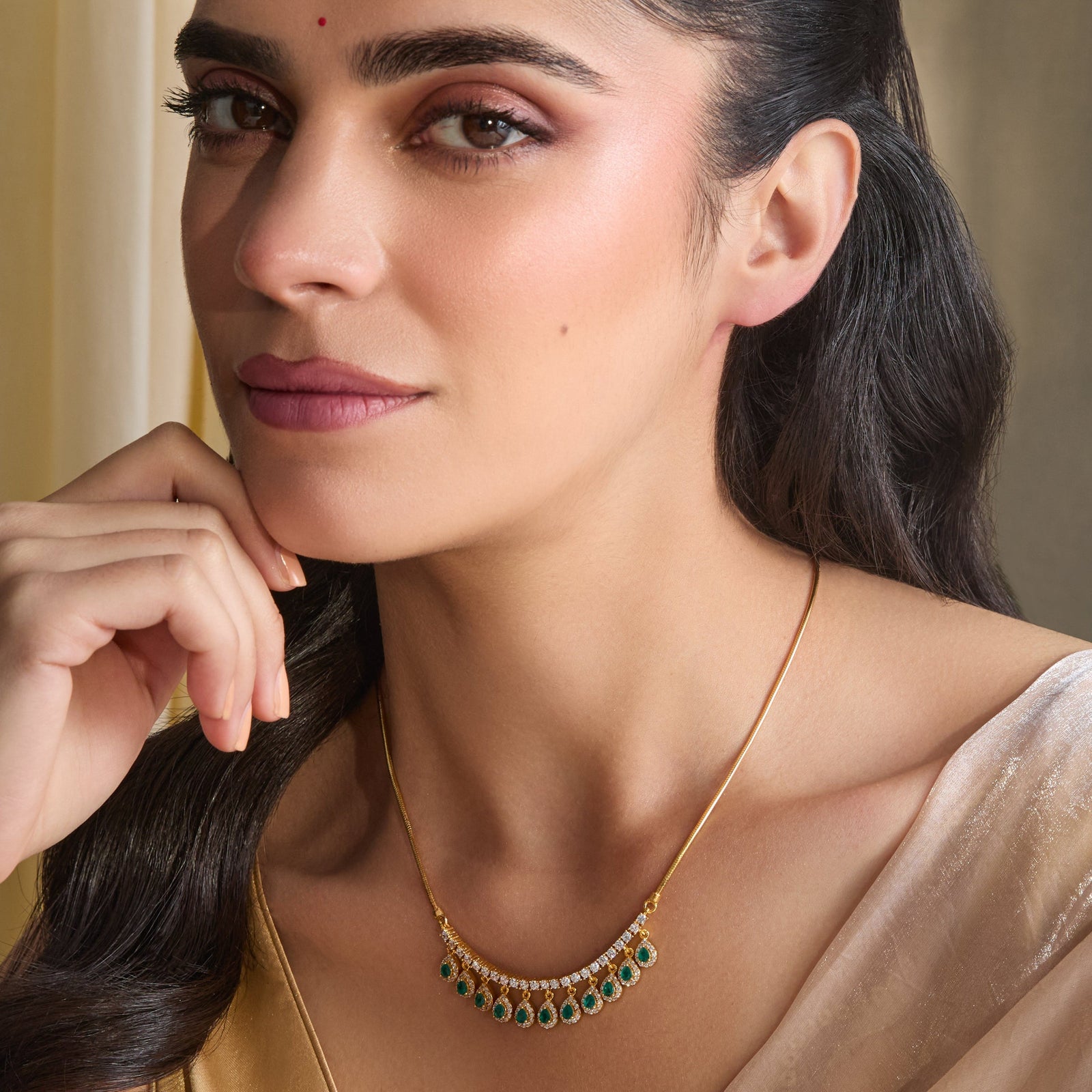 Noor CZ Silver Pendant Necklace