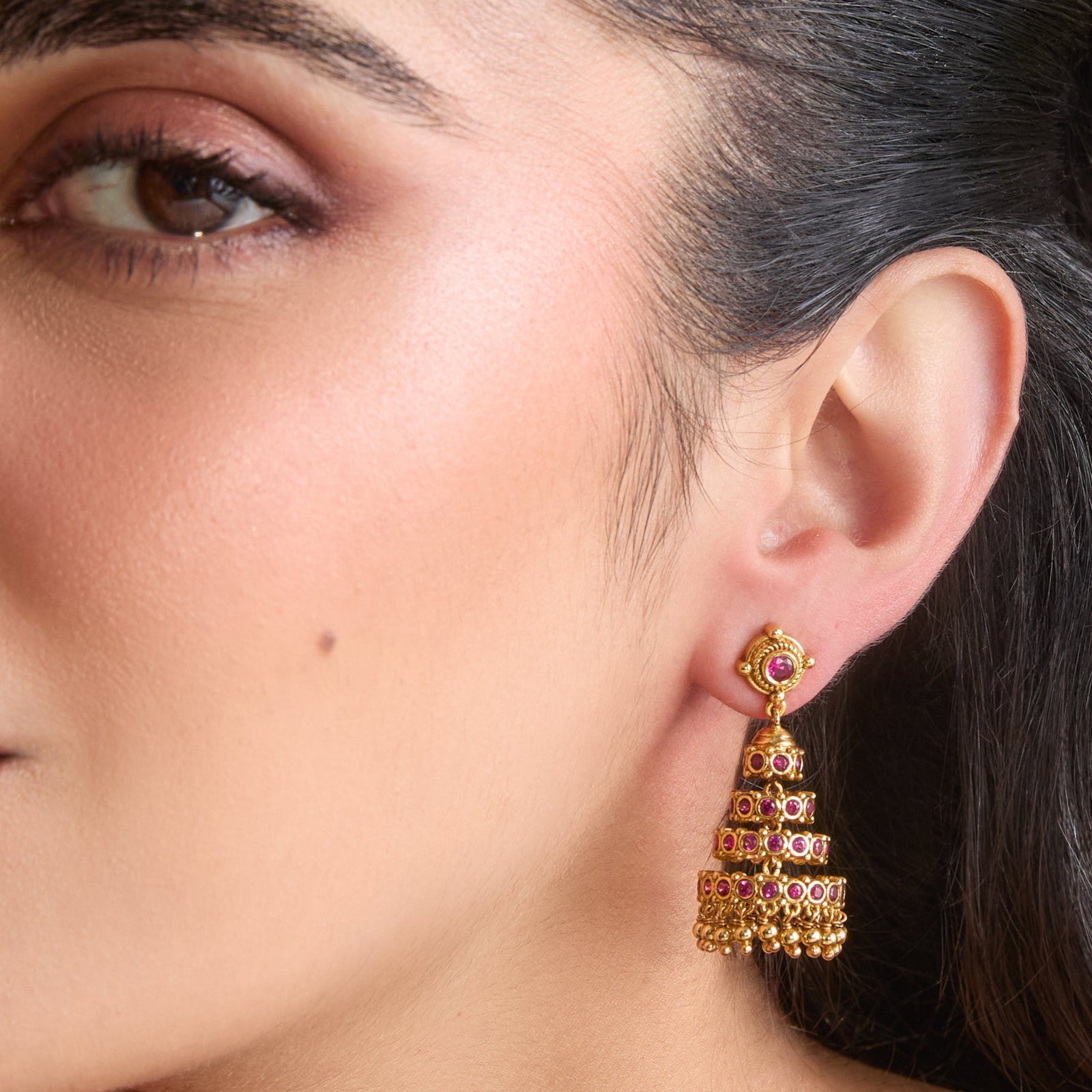 Chandrika Antique Silver Jhumka Earrings