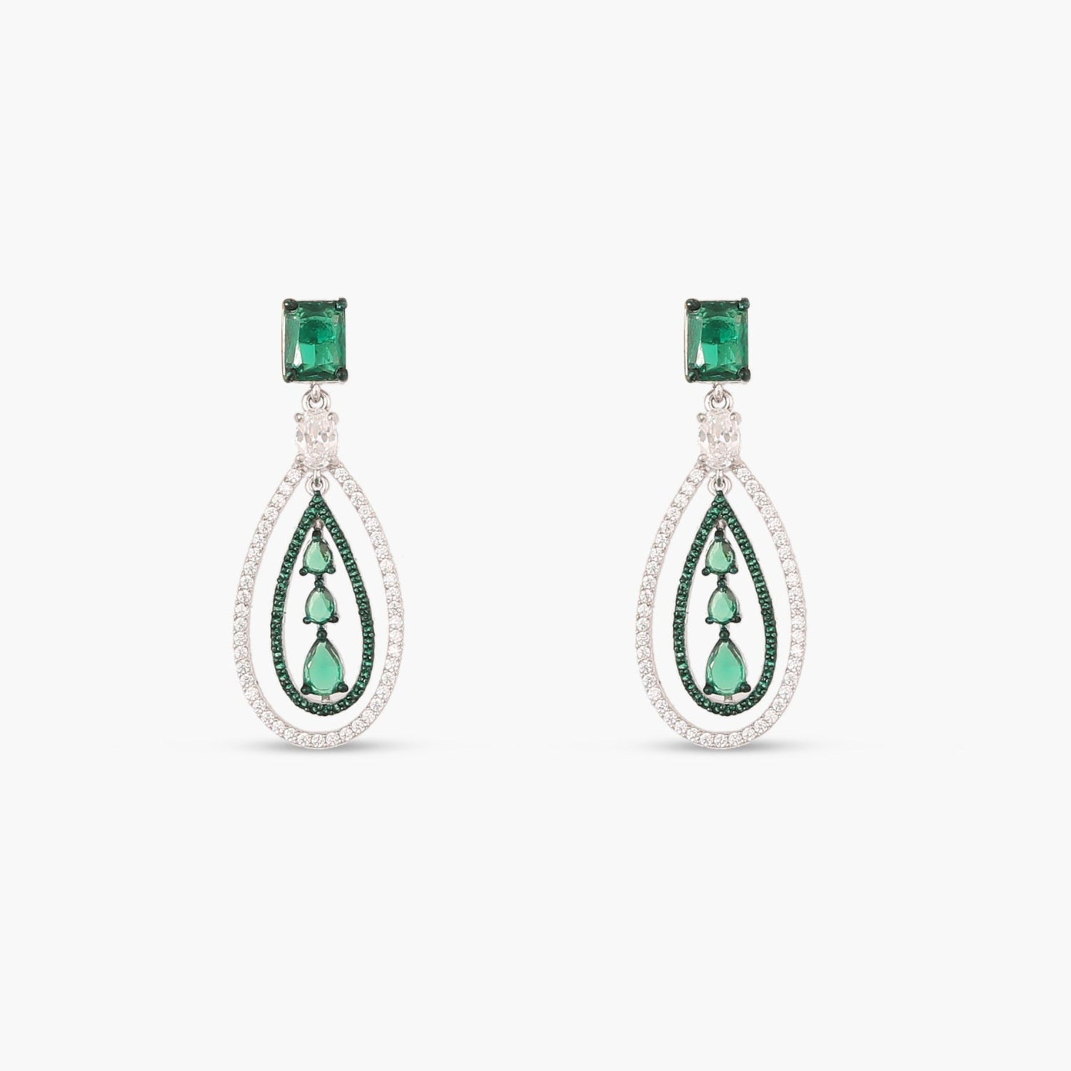 Emeraude Celebration Silver Dangle Earrings