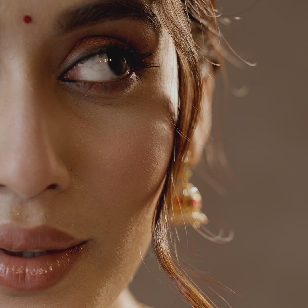 Ruhani Kempu Jadau Silver Jhumka Earrings