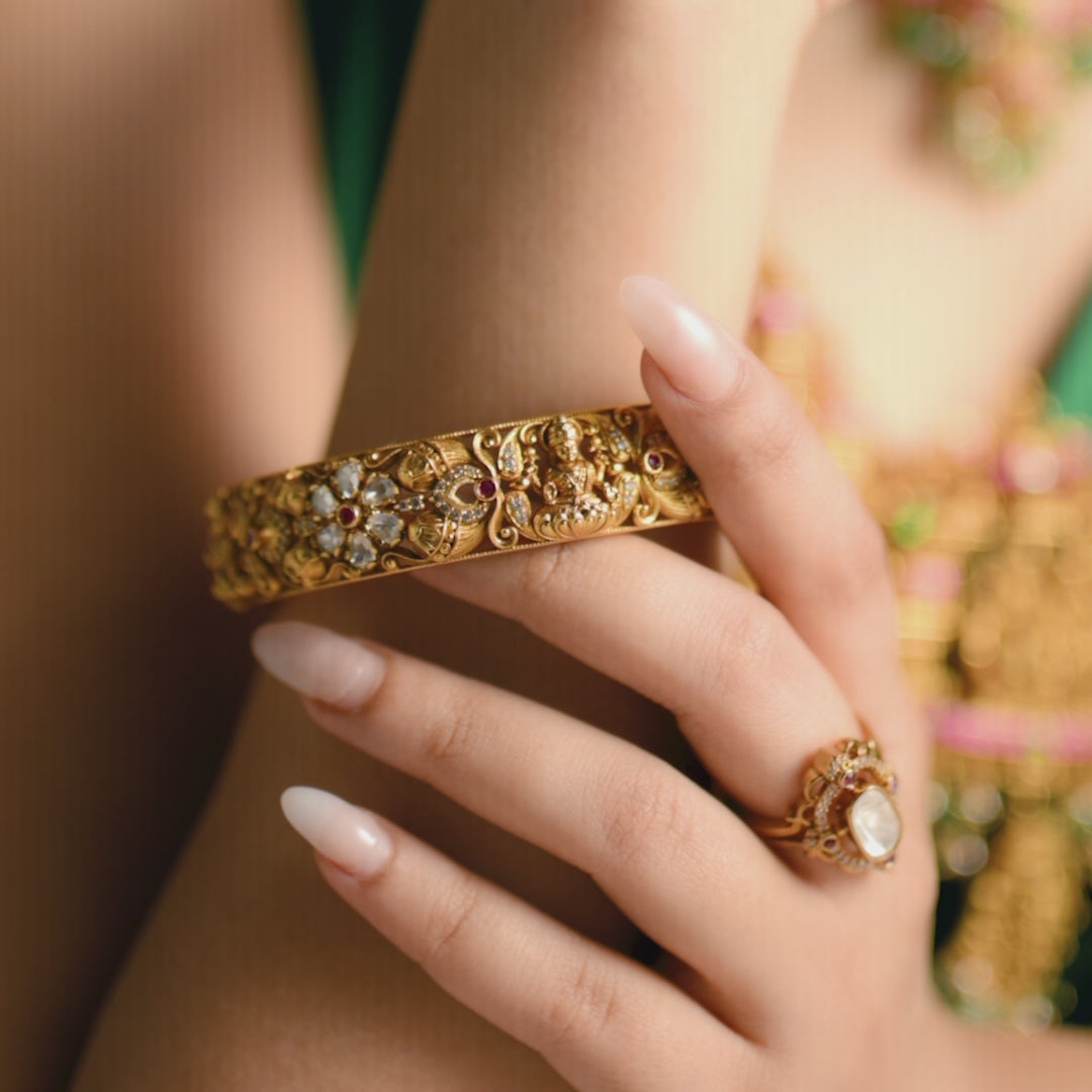 Padma Antique Lakshmi Silver Bangles