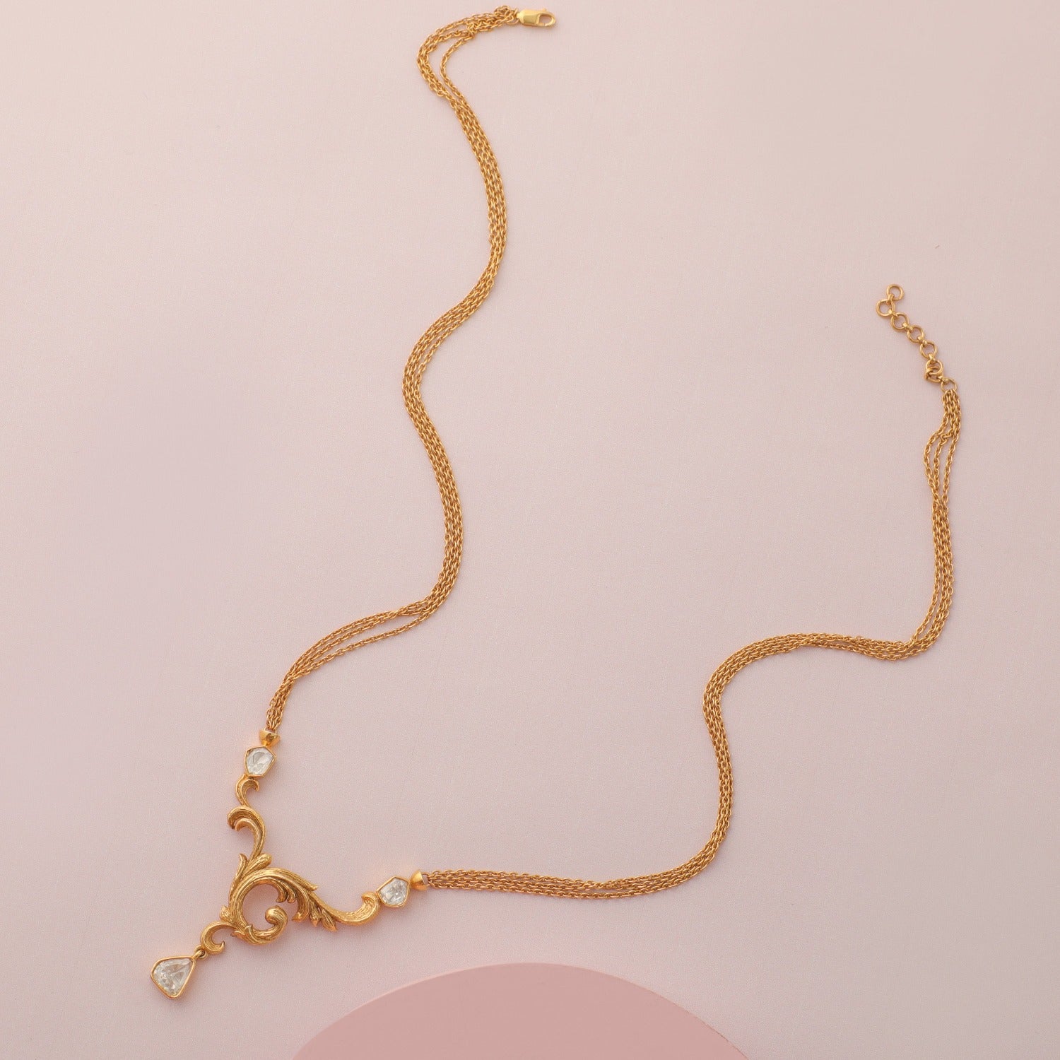 Baroque Signature Moissanite Silver Pendant Necklace