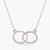Double Ring Charm CZ Delicate Silver Pendant Necklace