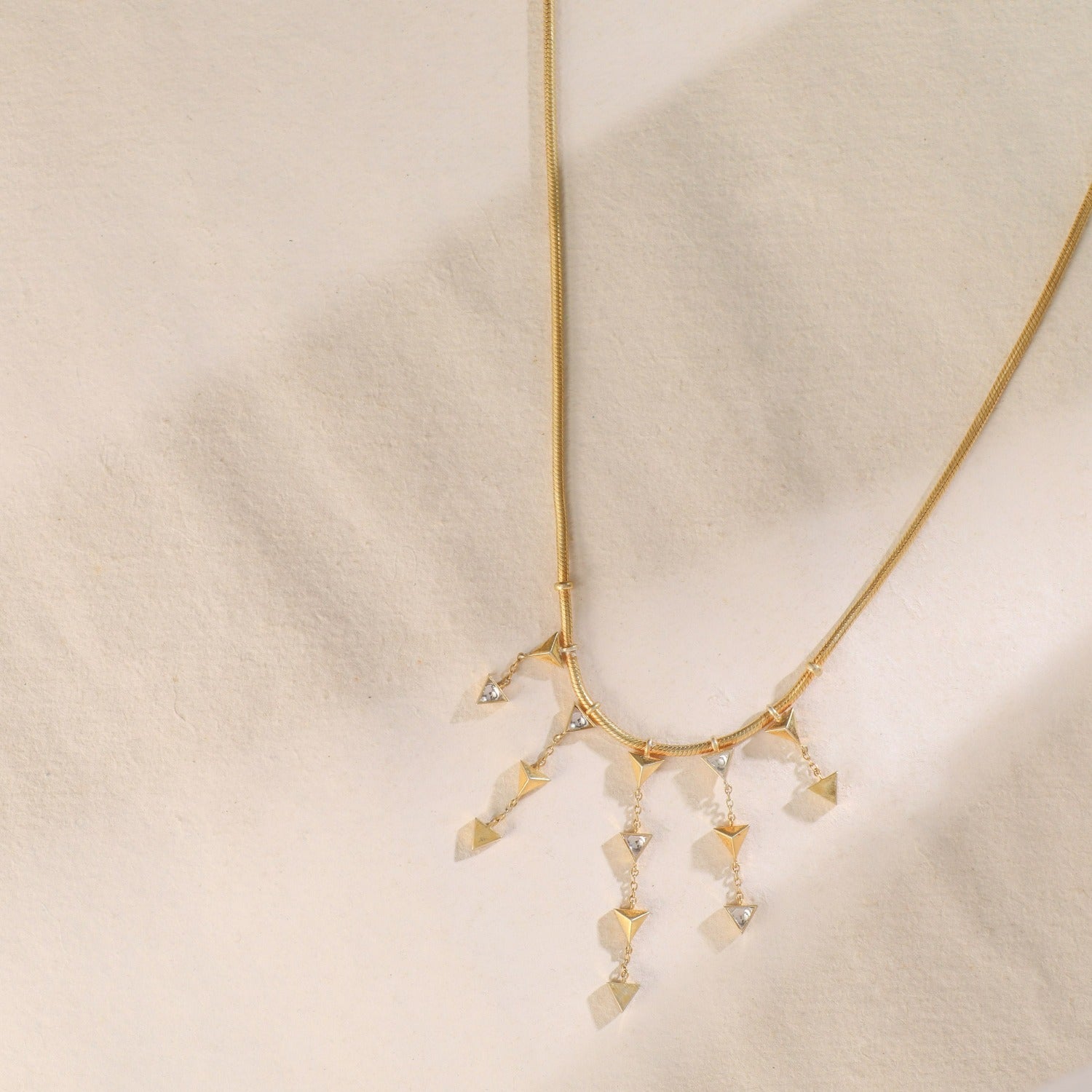 Pyramid Dainty Statement Silver Necklace