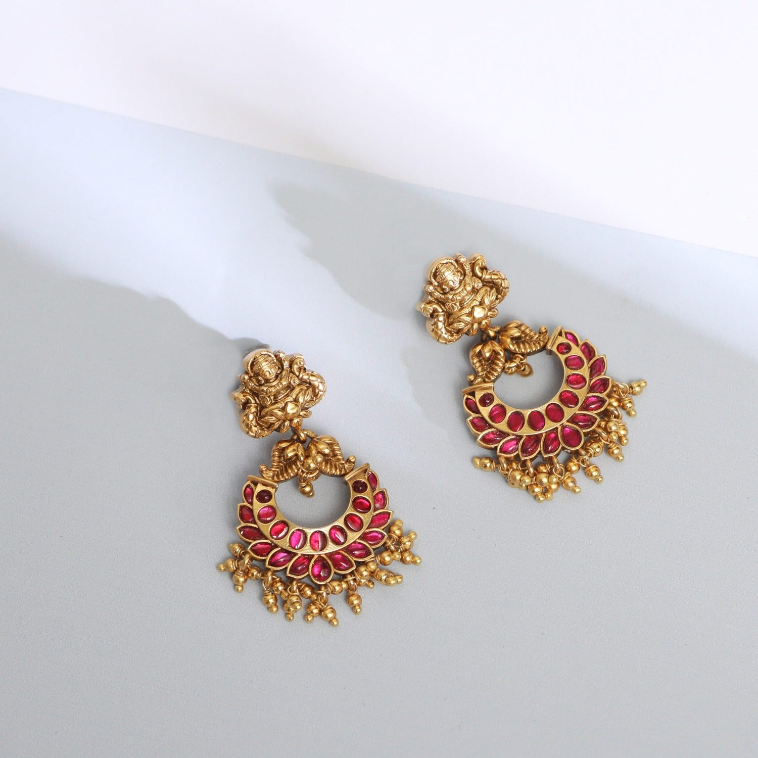 Subha Nakshi Temple Silver Chaandbali Earrings