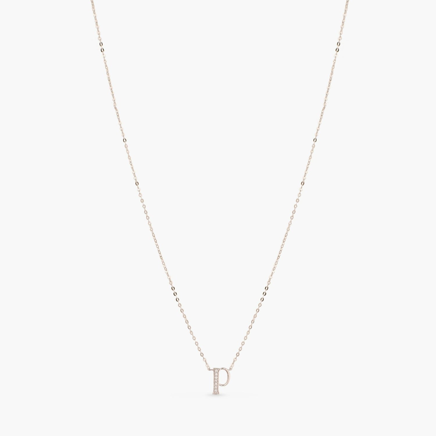 Letter P Alphabet White-Gold Plated Silver Necklace