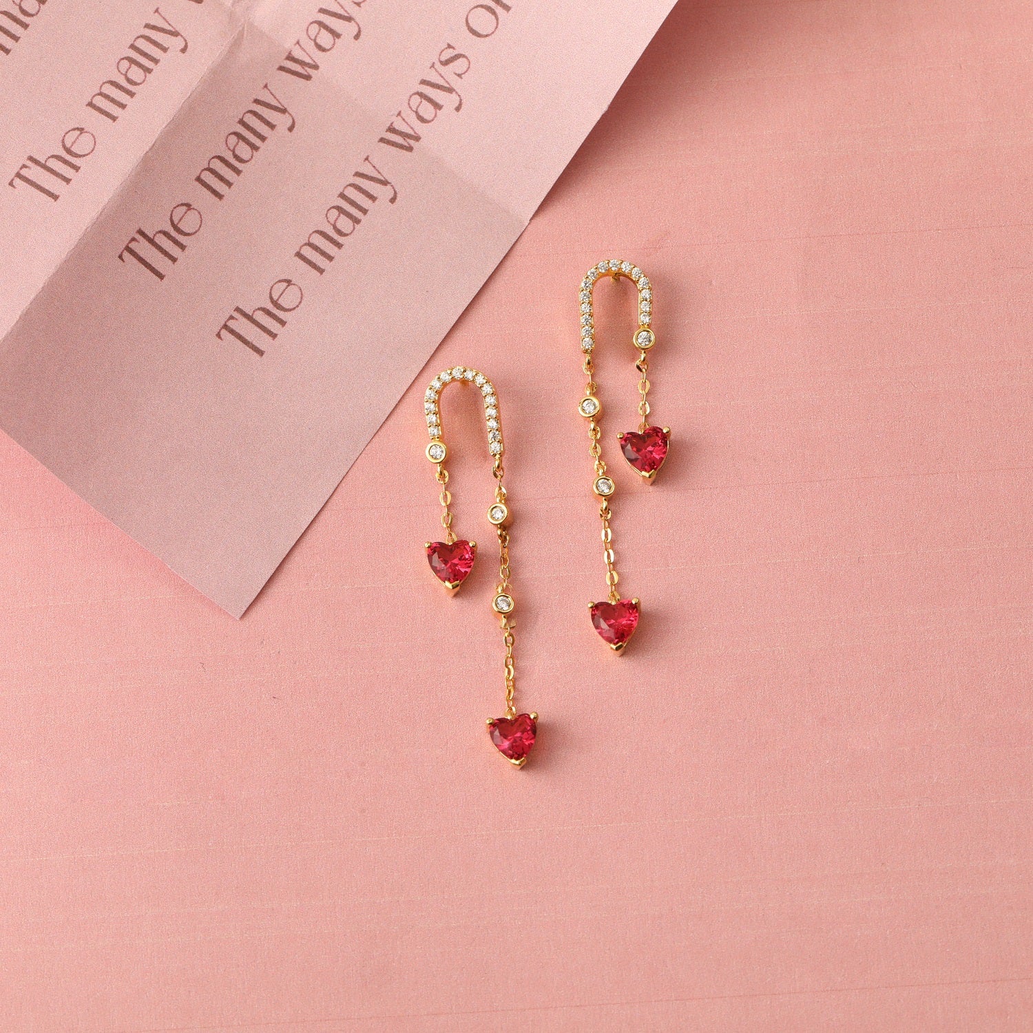 Heart CZ Charms Silver Drop Earrings