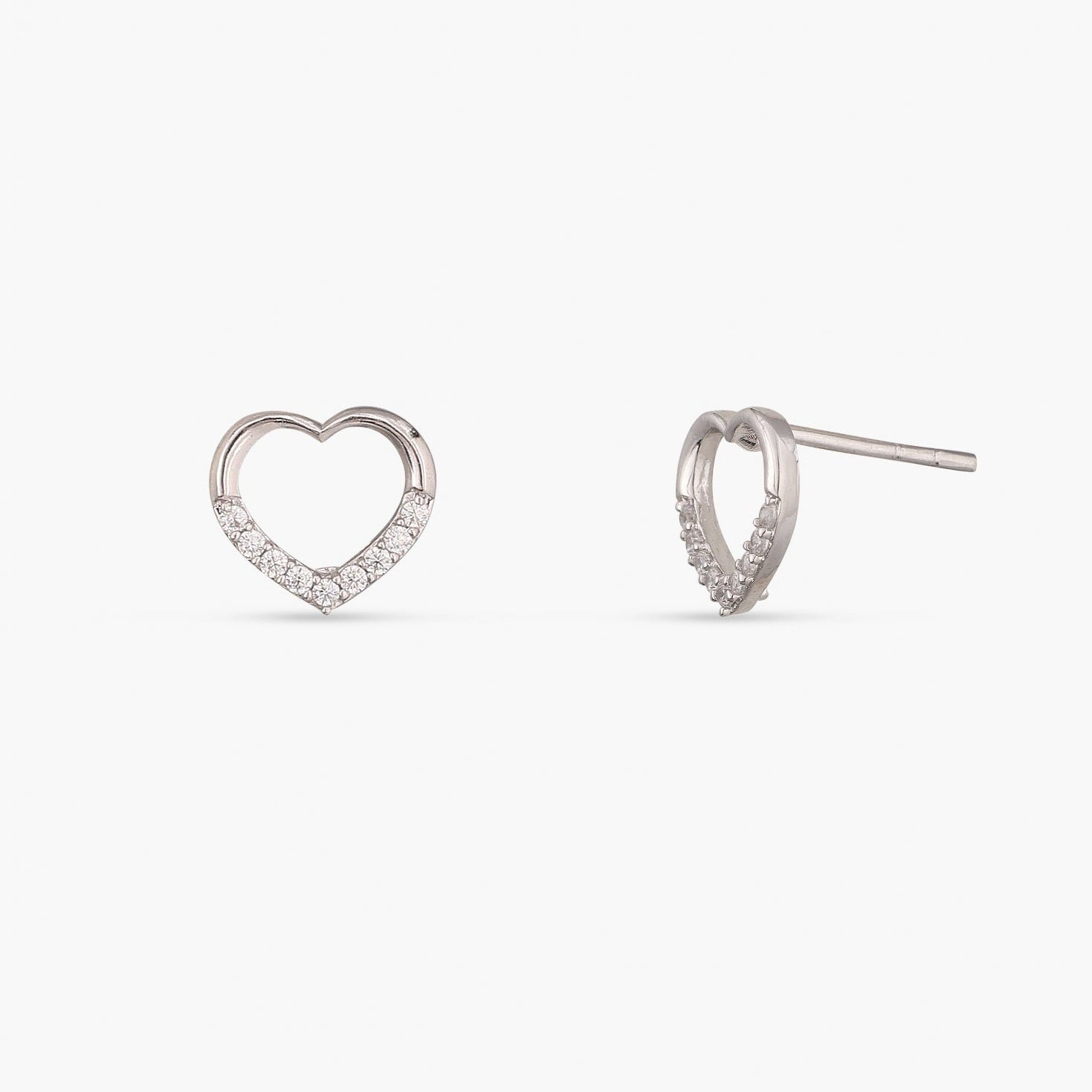 Heart Silver CZ Studs