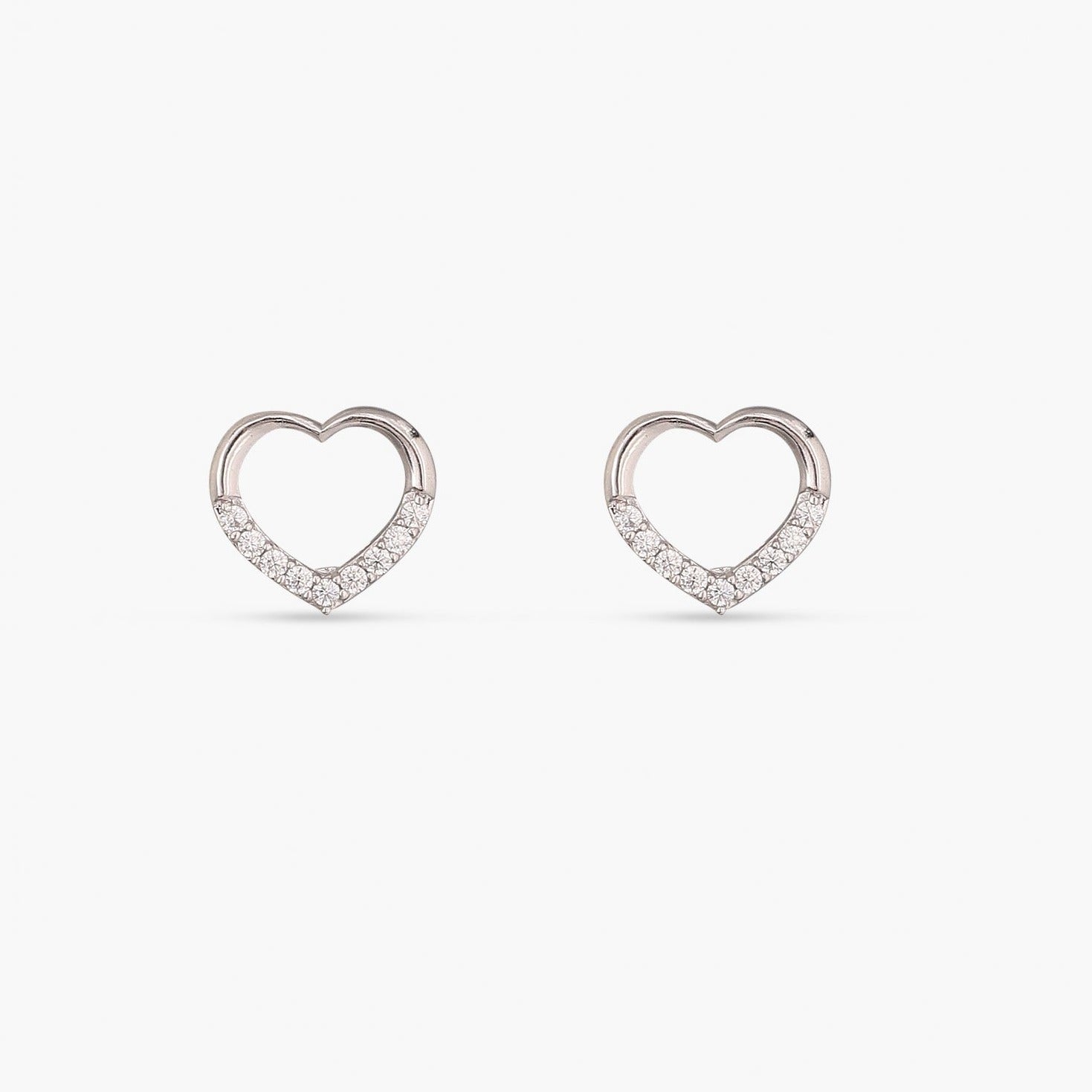 Heart Silver CZ Studs