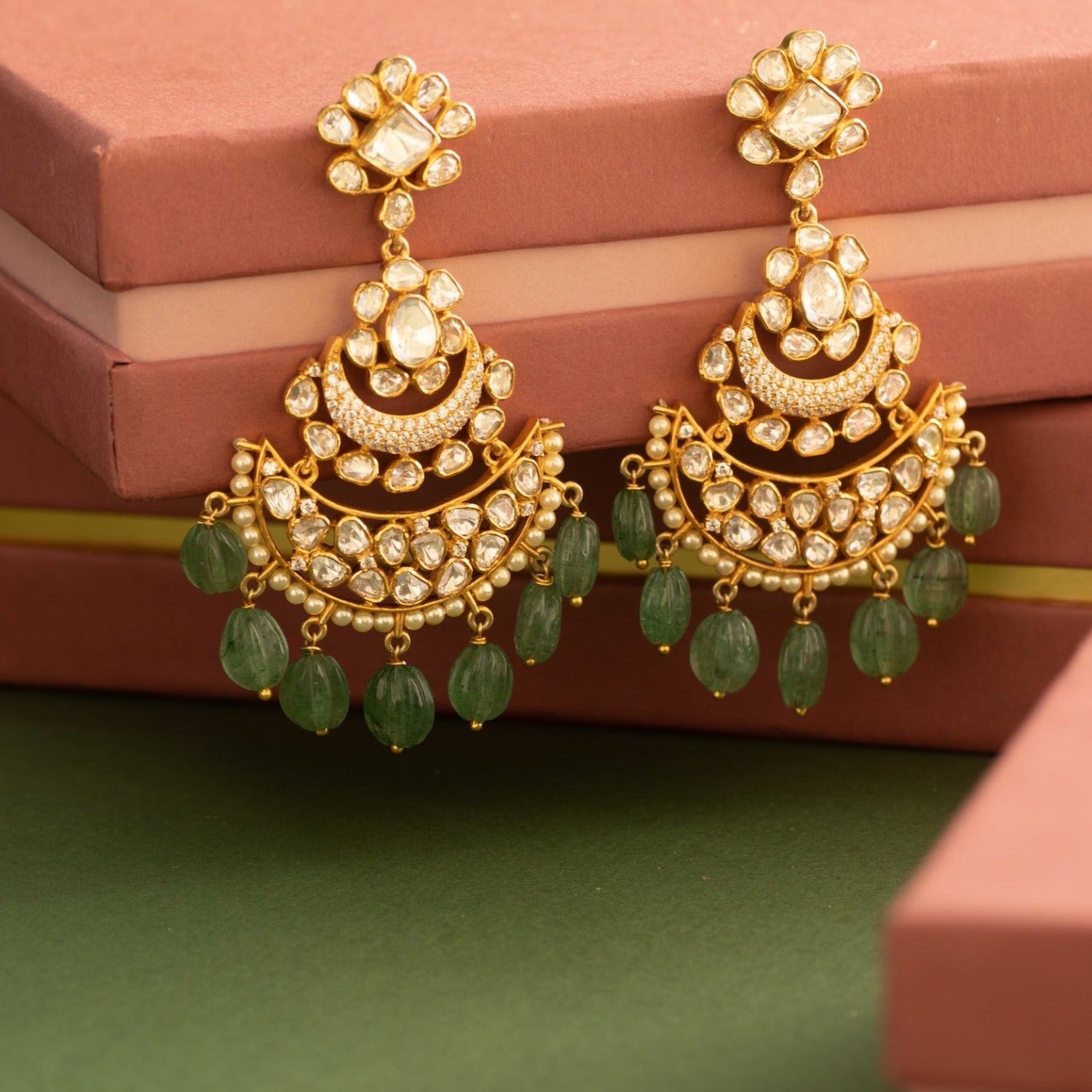 Pushpita Moissanite Silver Chandbali Earrings