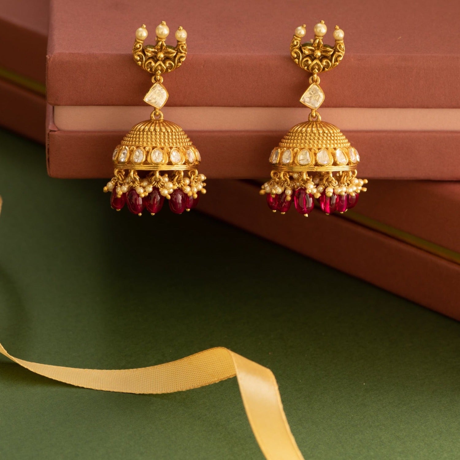 Viji Moissanite Silver Jhumka Earrings