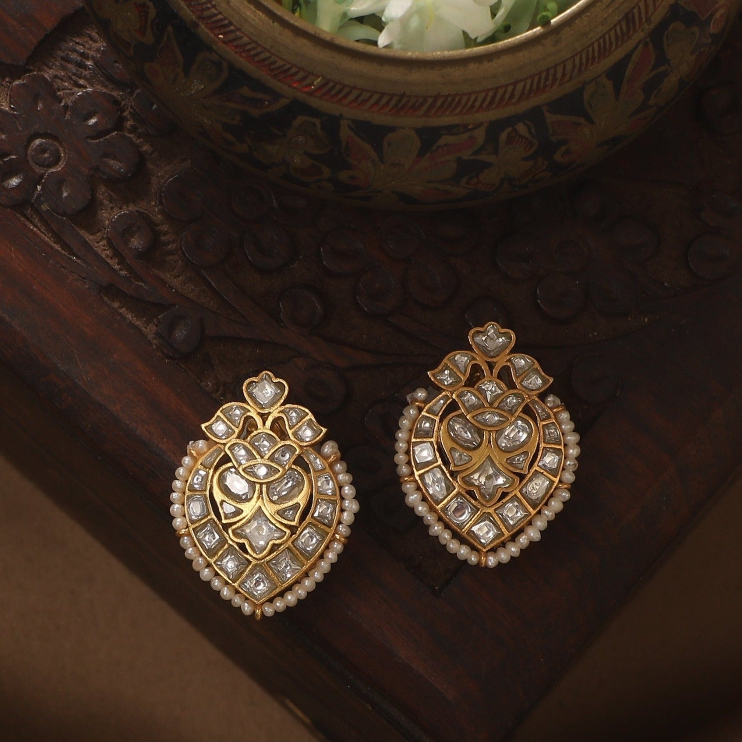 Roha Jadau Silver Earrings