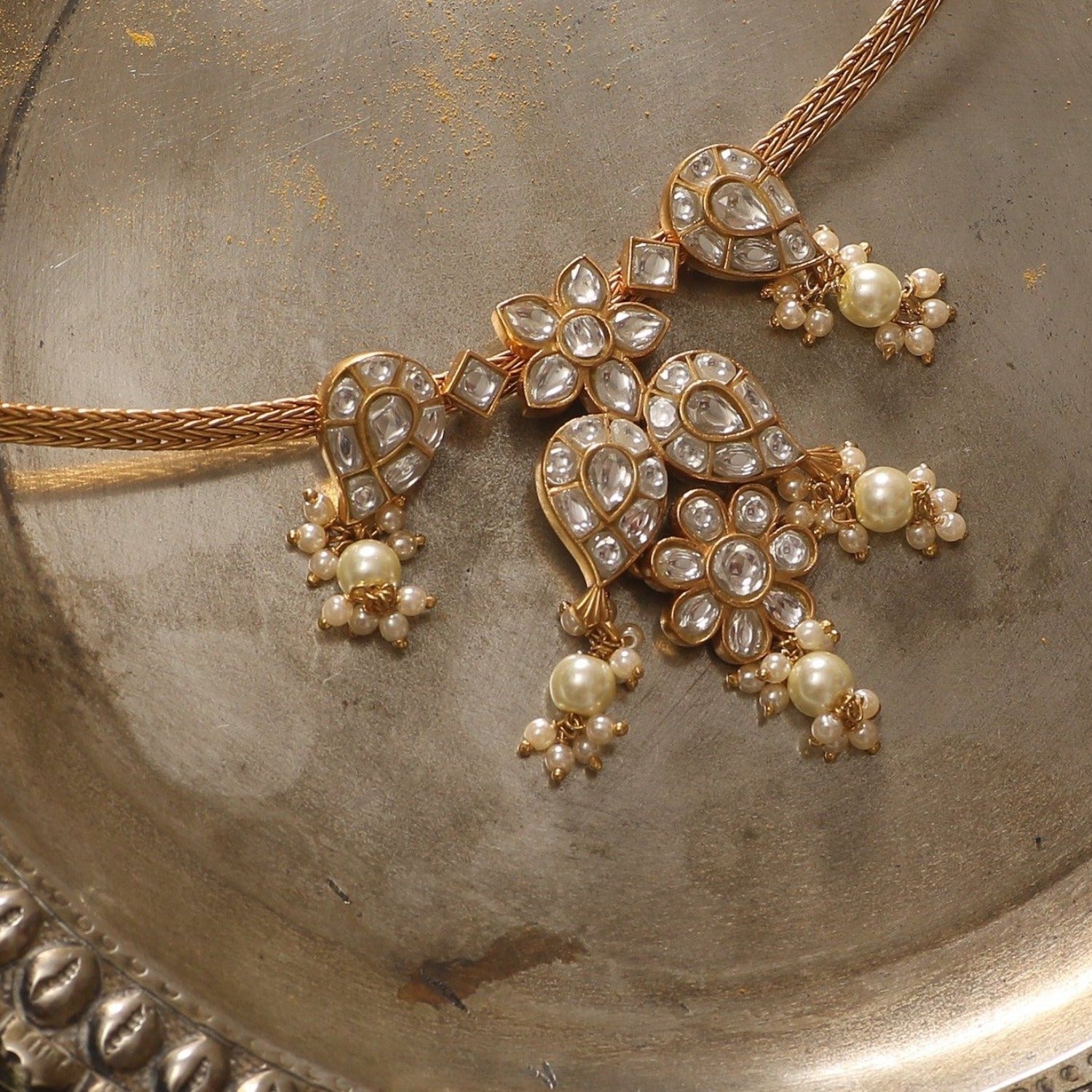 Svarupa Jadau Silver Pendant Necklace